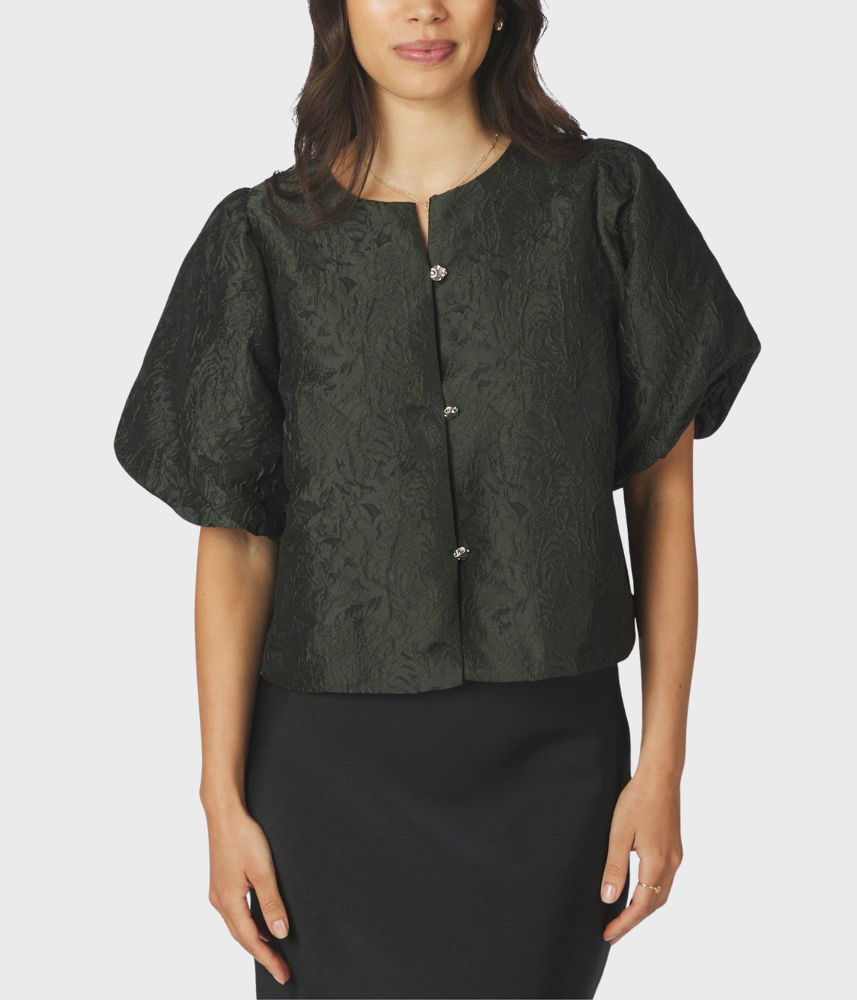 Aisa Brocade Blouse (155 Dark Green)