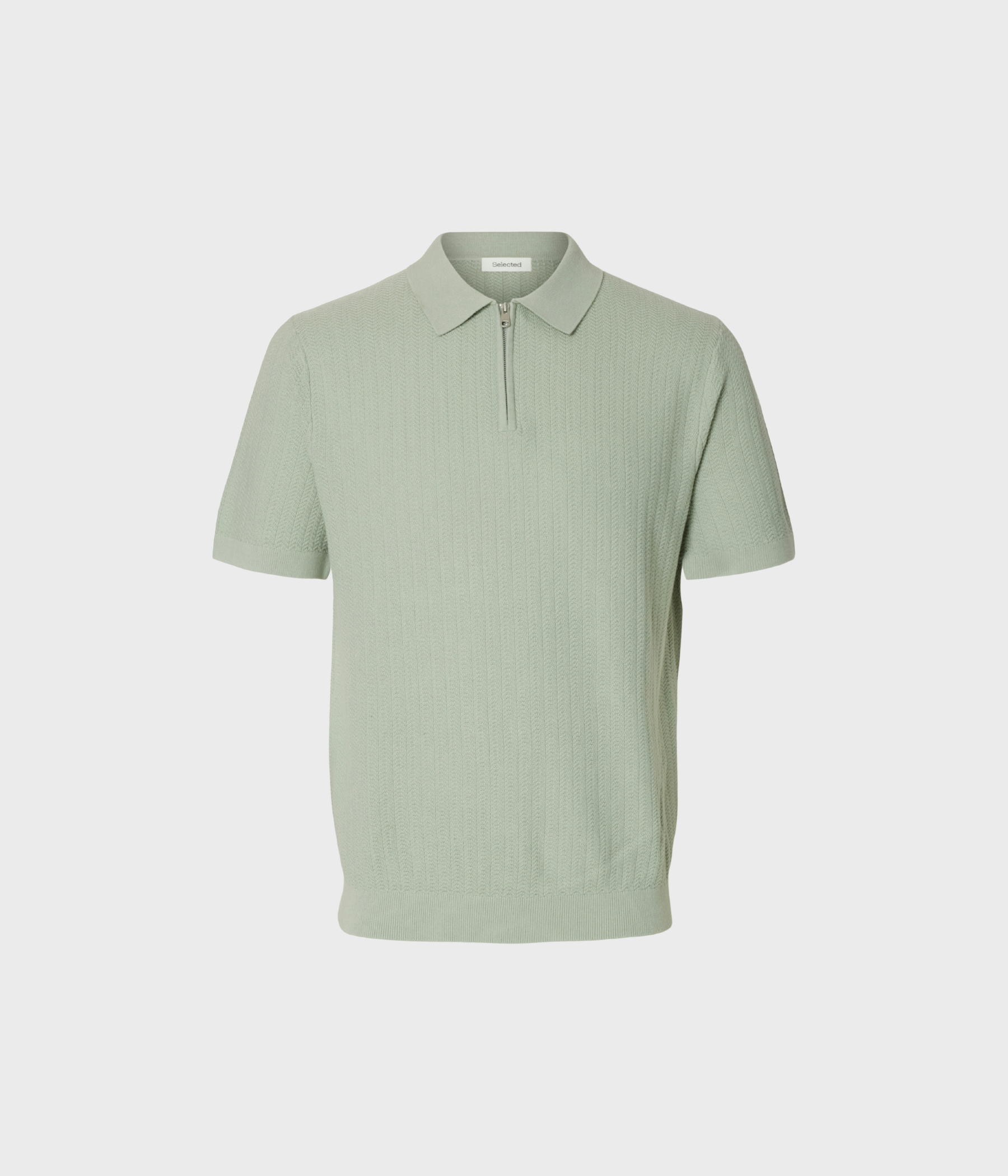 SLHCRAN SS KNIT STRUCTURE ZIP POLO NOOS. (Aqua Gray) - D.O. Design Only