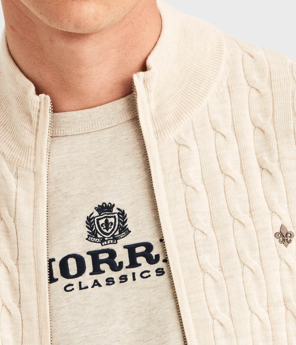 Merino Cable Zip Cardigan (04 Off white)