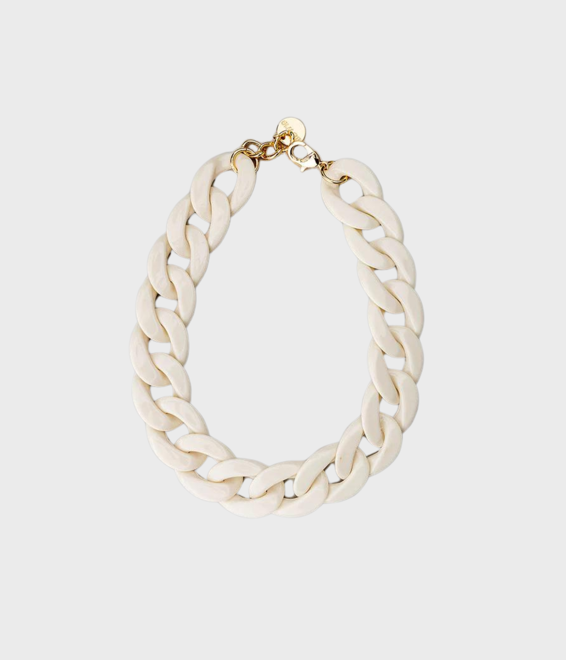 Halsband i tjock kedja i off-white matt