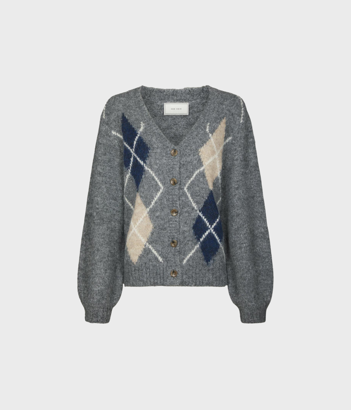 Beleney Small Check Fluff Cardigan (104 Dark Grey)