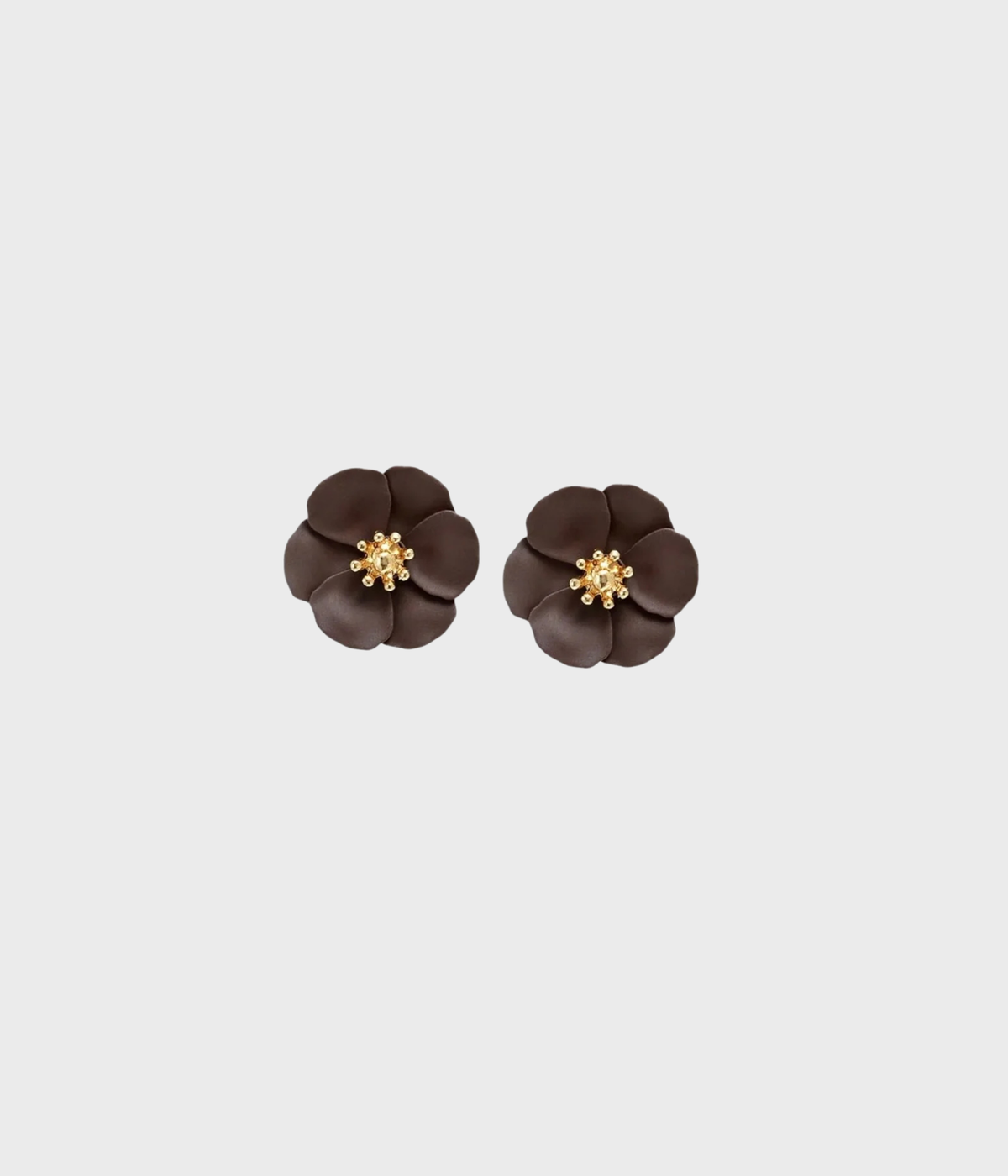 Flower Petite Earrings (DARK BROWN)