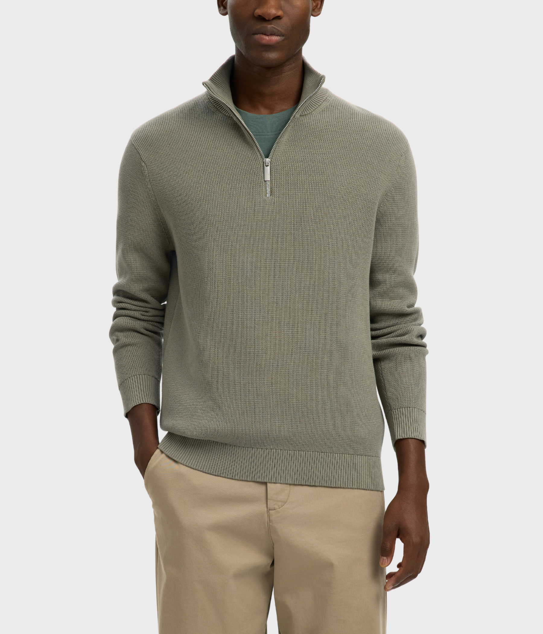 SLHDANE LS KNIT STRUCTURE HALF ZIP NOOS (Vetiver) - D.O. Design Only