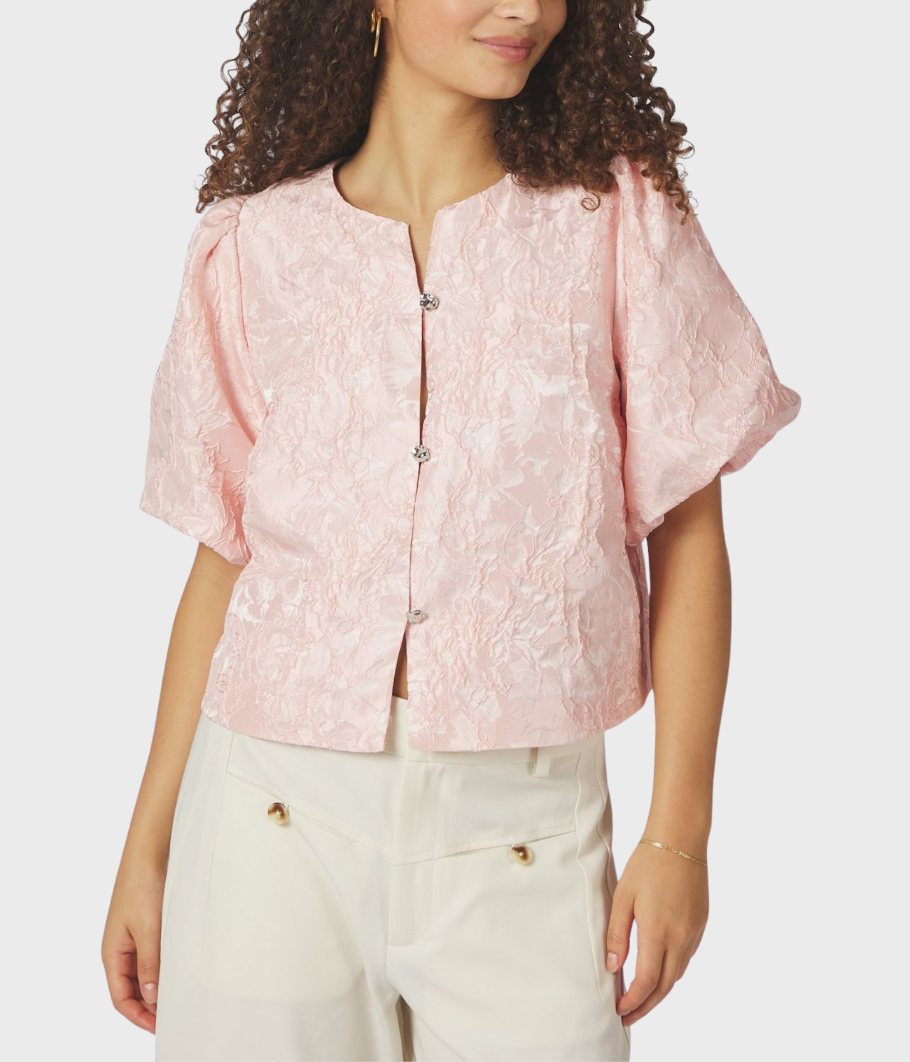Aisa Soft Brocade Blouse (754 Light pink) - D.O. Design Only