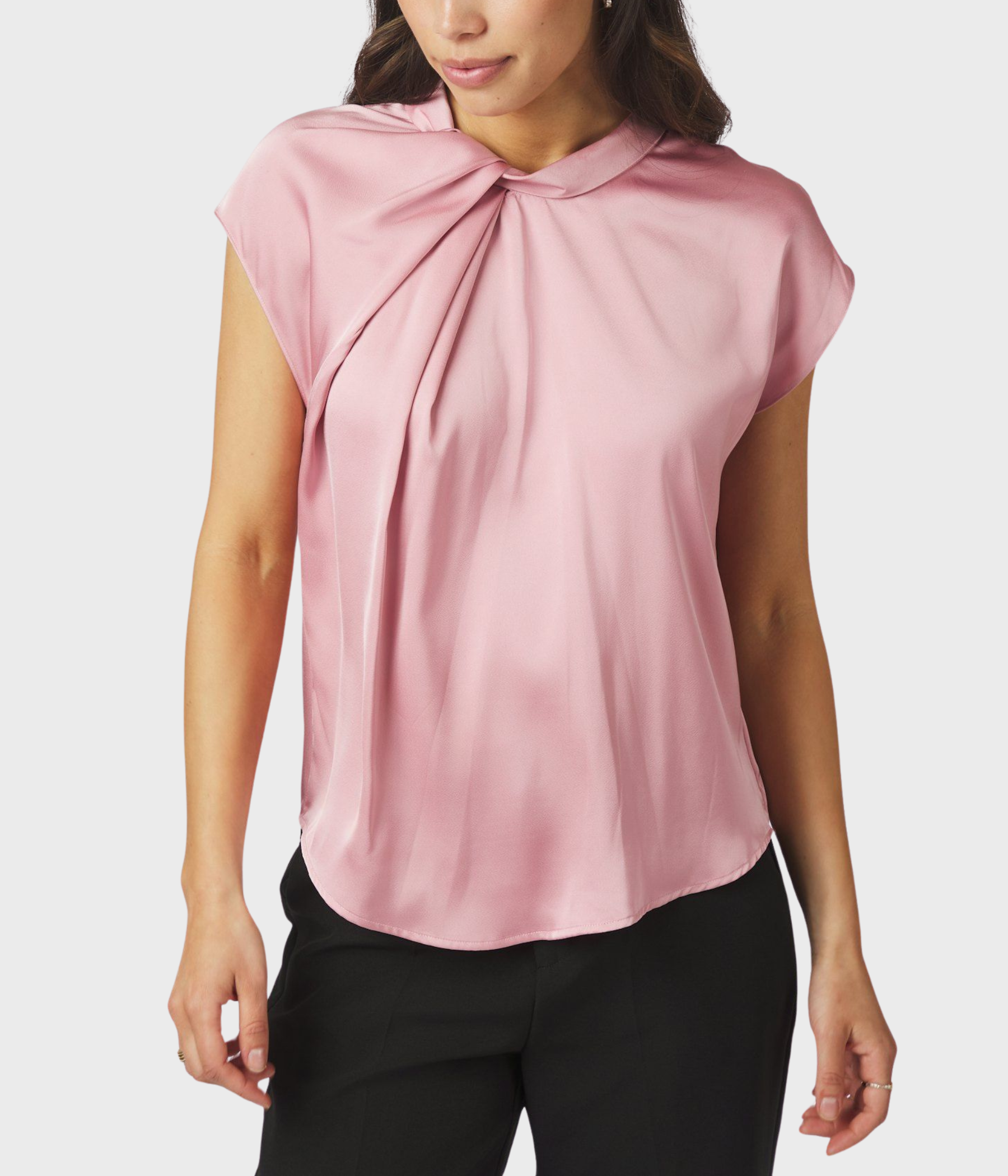 Fleur Drapy Satin Blouse. (754 Light pink)