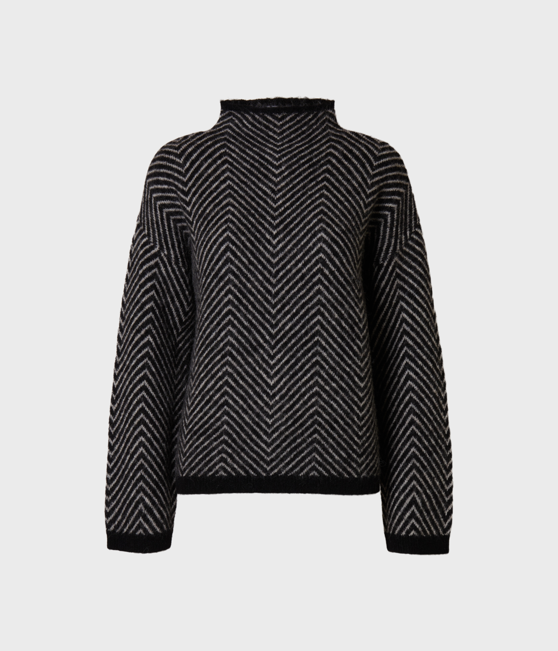 SLFLULU LS HERRINGBONE KNIT HIGH NECK (Black Detail:BIRCH)
