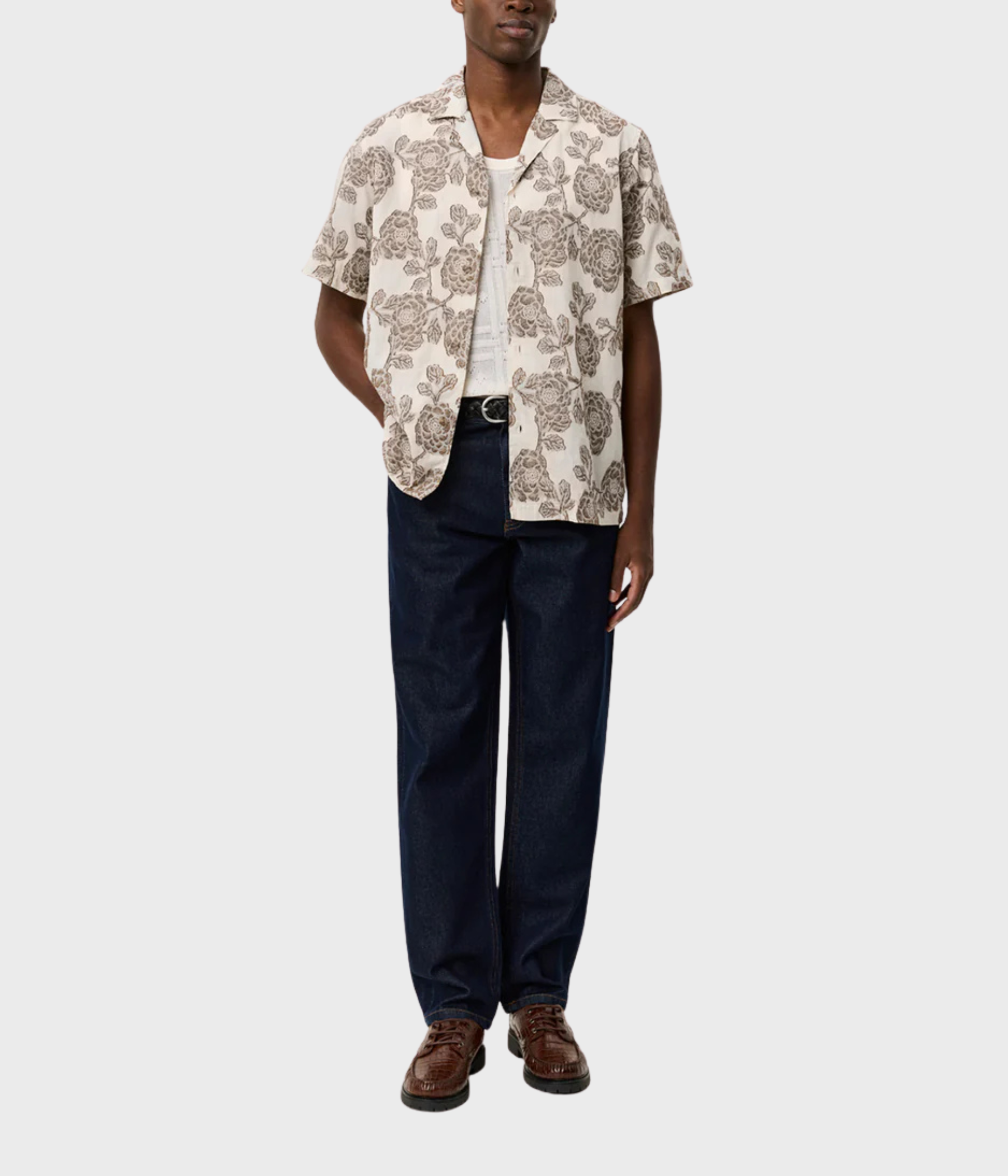 Lesley Flower Jacquard SS Shirt (Ivory) - D.O. Design Only