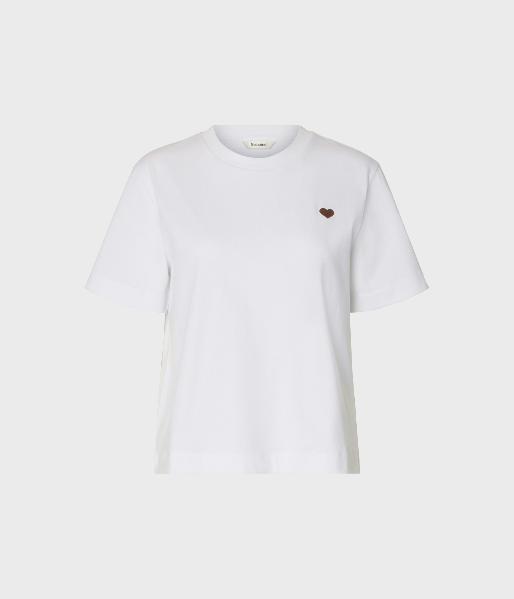 Slfella Ss Emb Boxy Tee Ft. (Bright White_Brown Heart EMB)