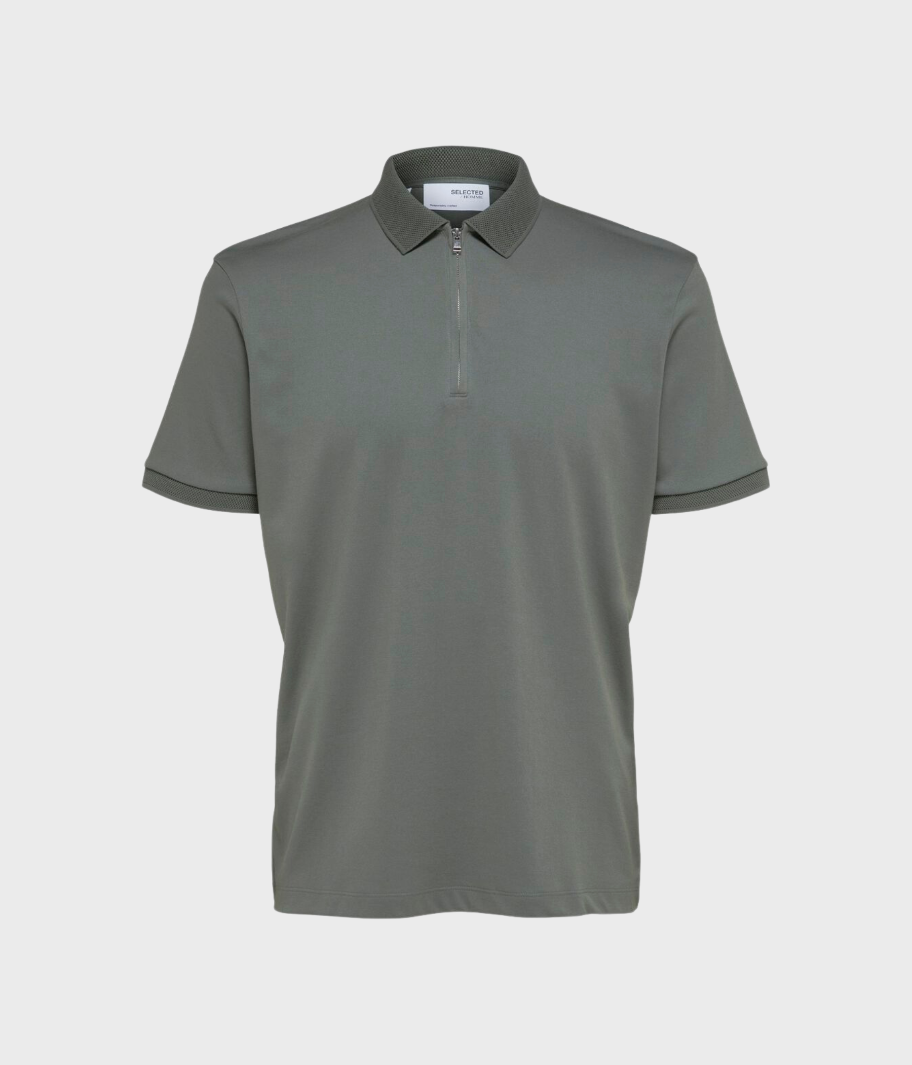 SLHFAVE ZIP SS POLO NOOS (AGAVE GREEN)