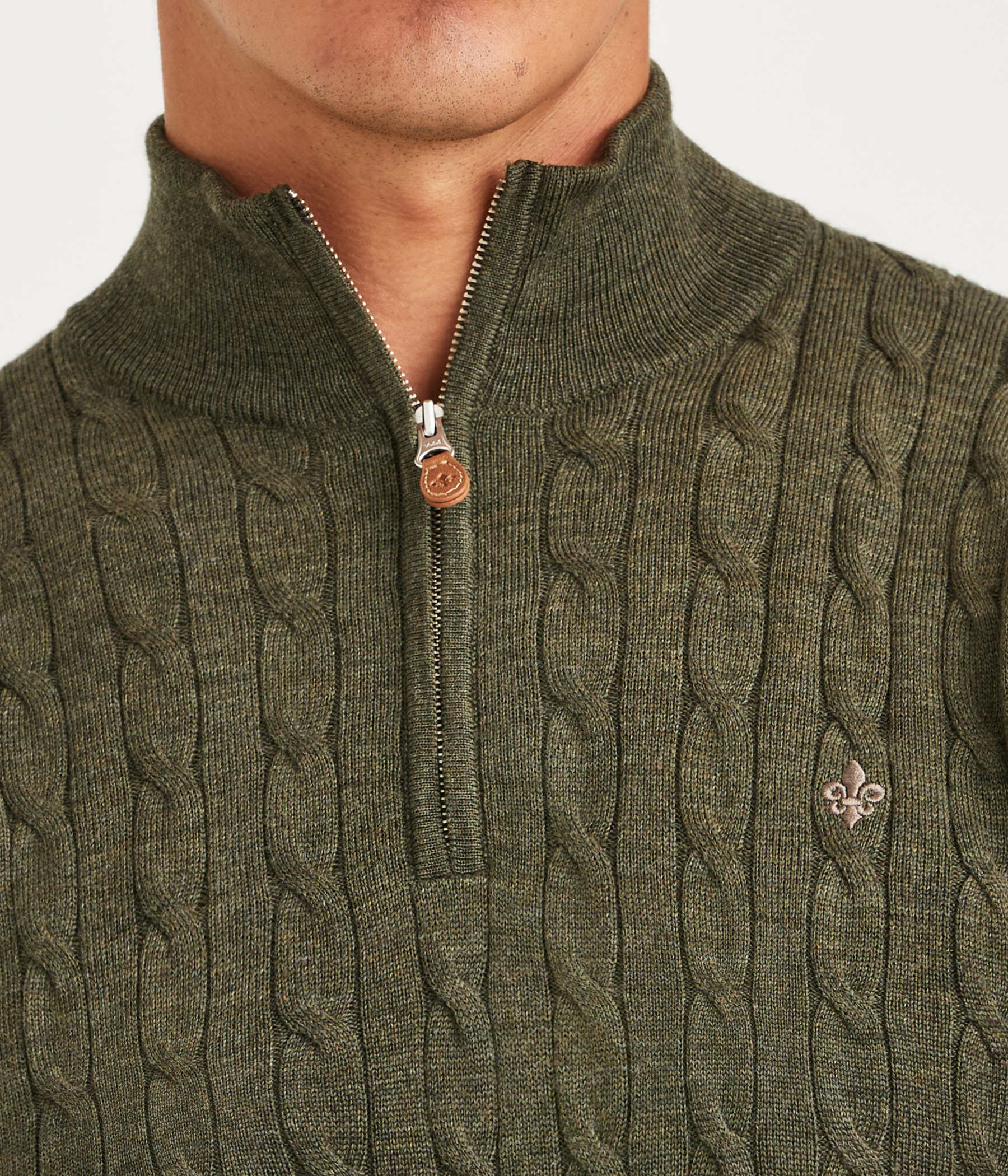 Merino Cable John Zip. (76 Olive)