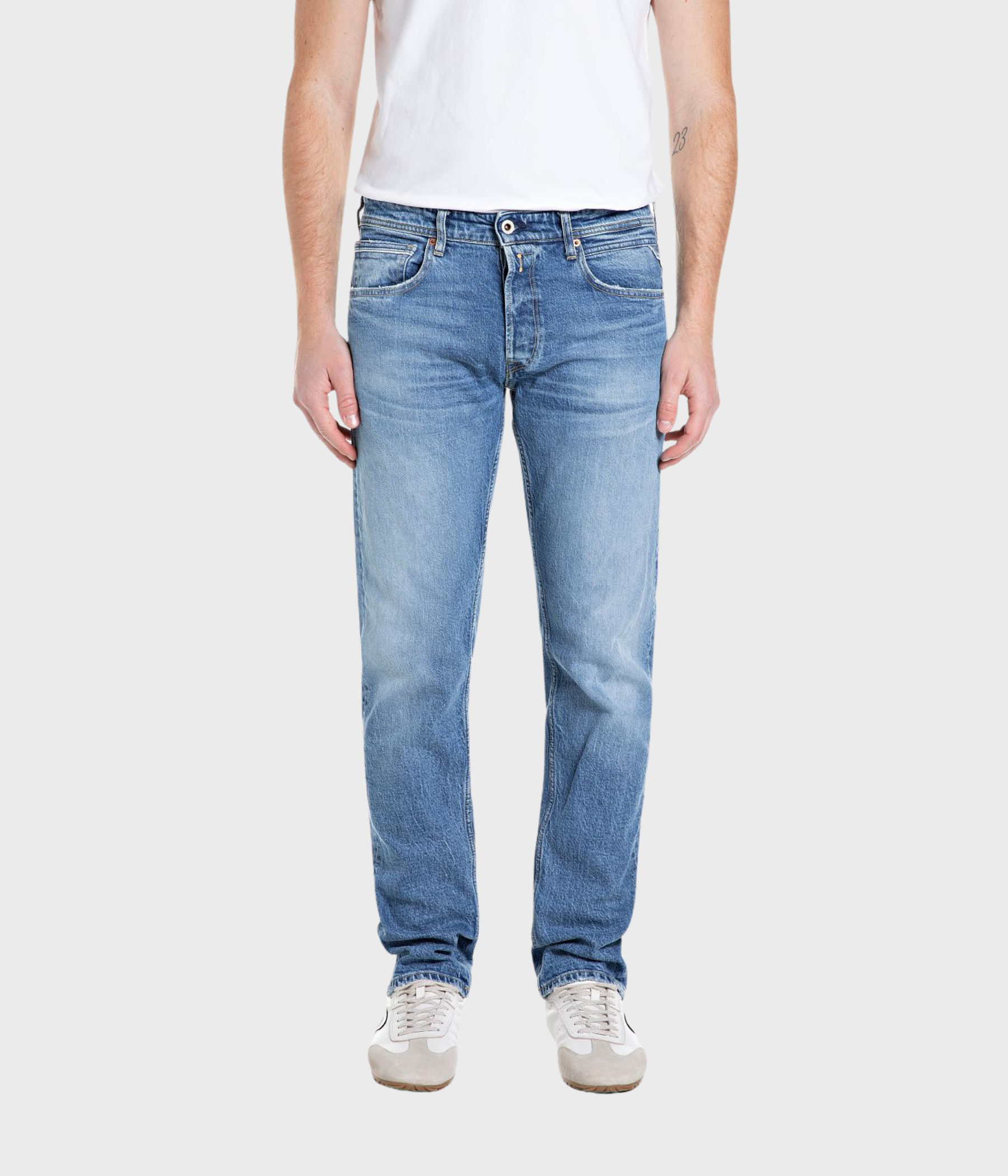 Trousers GROVER Original (009 MEDIUM BLUE medium tone enzymatic stone wash) - D.O. Design Only