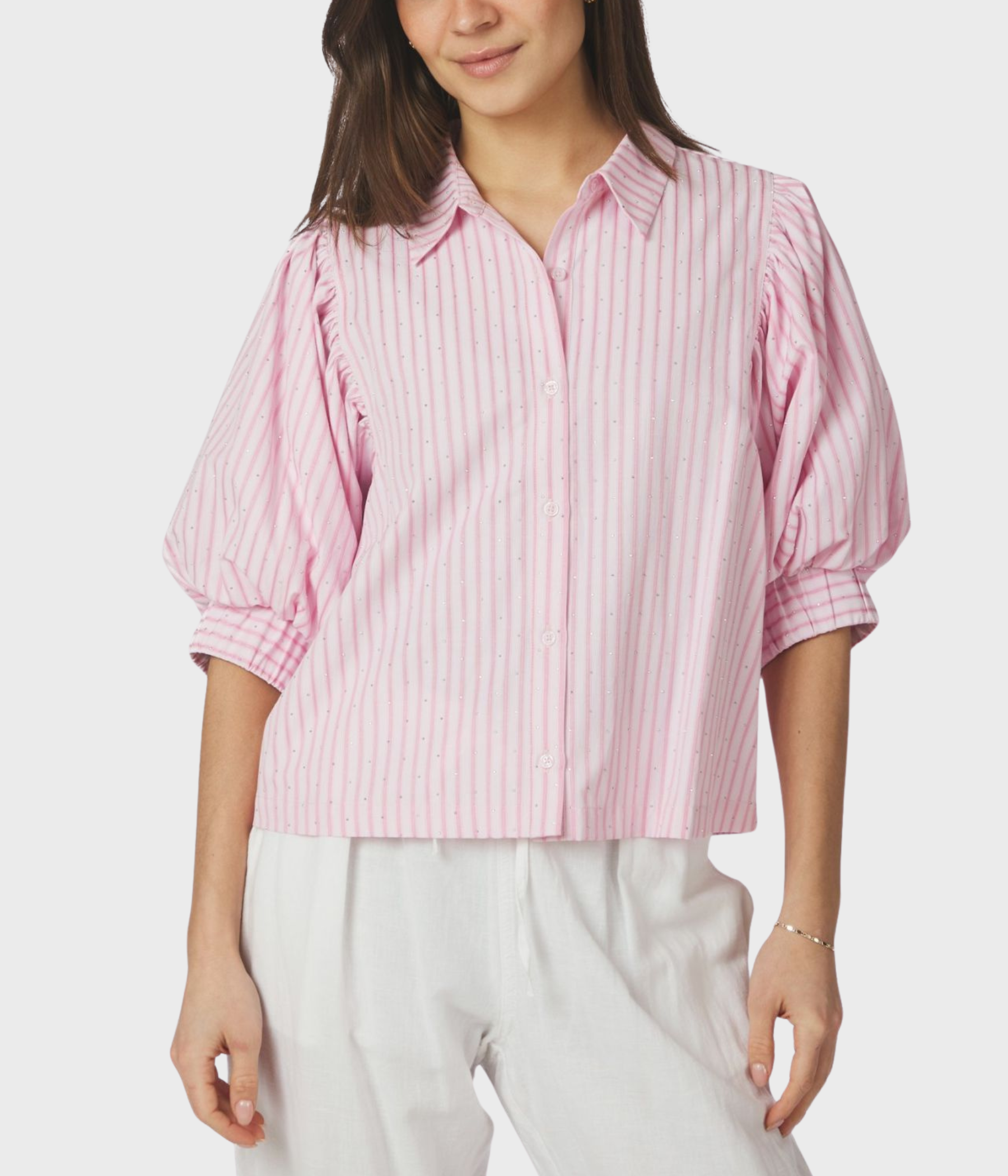 Etta Soft Stripe Stone Shirt. (754 Light pink)