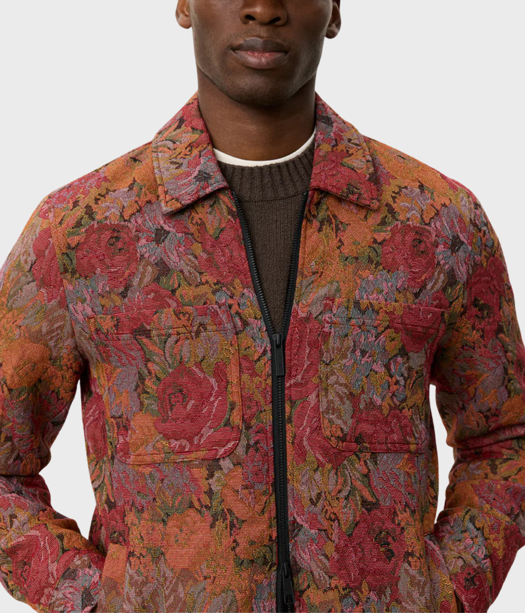 Marseille Jacquard Zipper Jacket (Red Dahlia) - D.O. Design Only