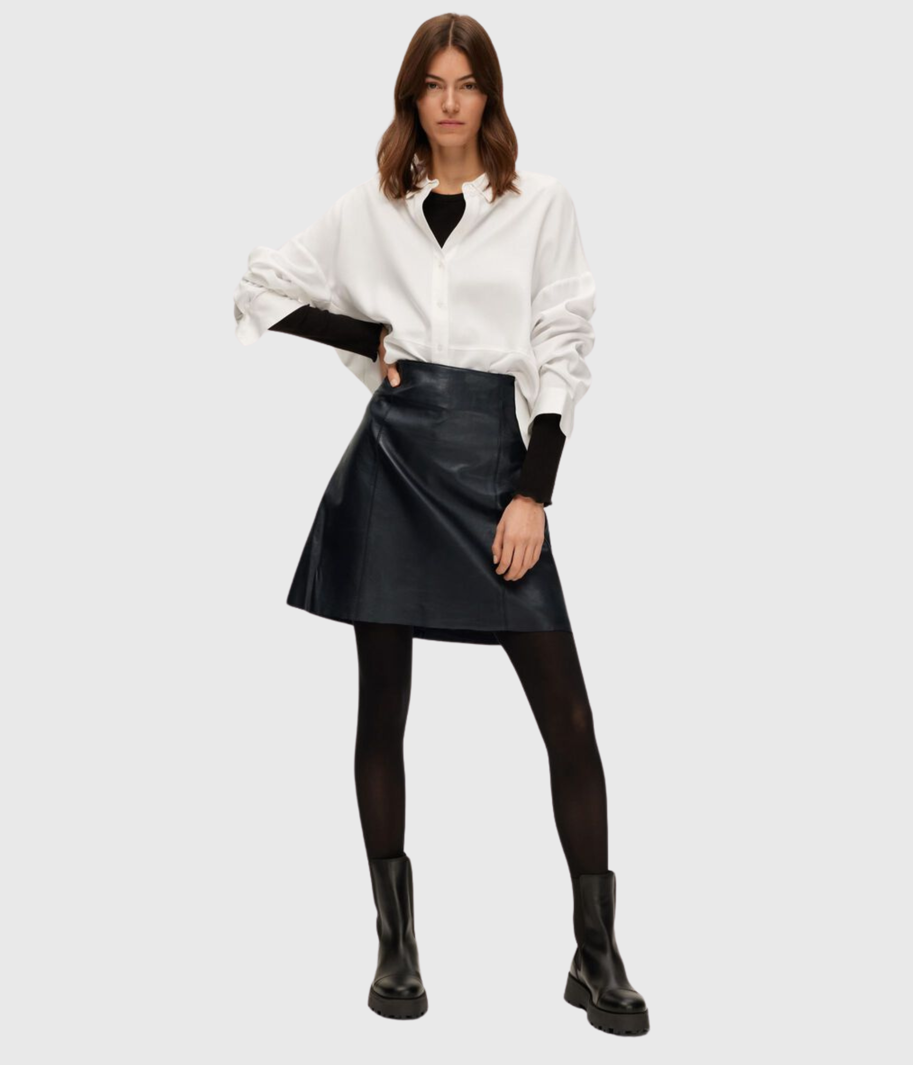 SLFNEW IBI MW LEATHER SKIRT B NOOS (BLACK)