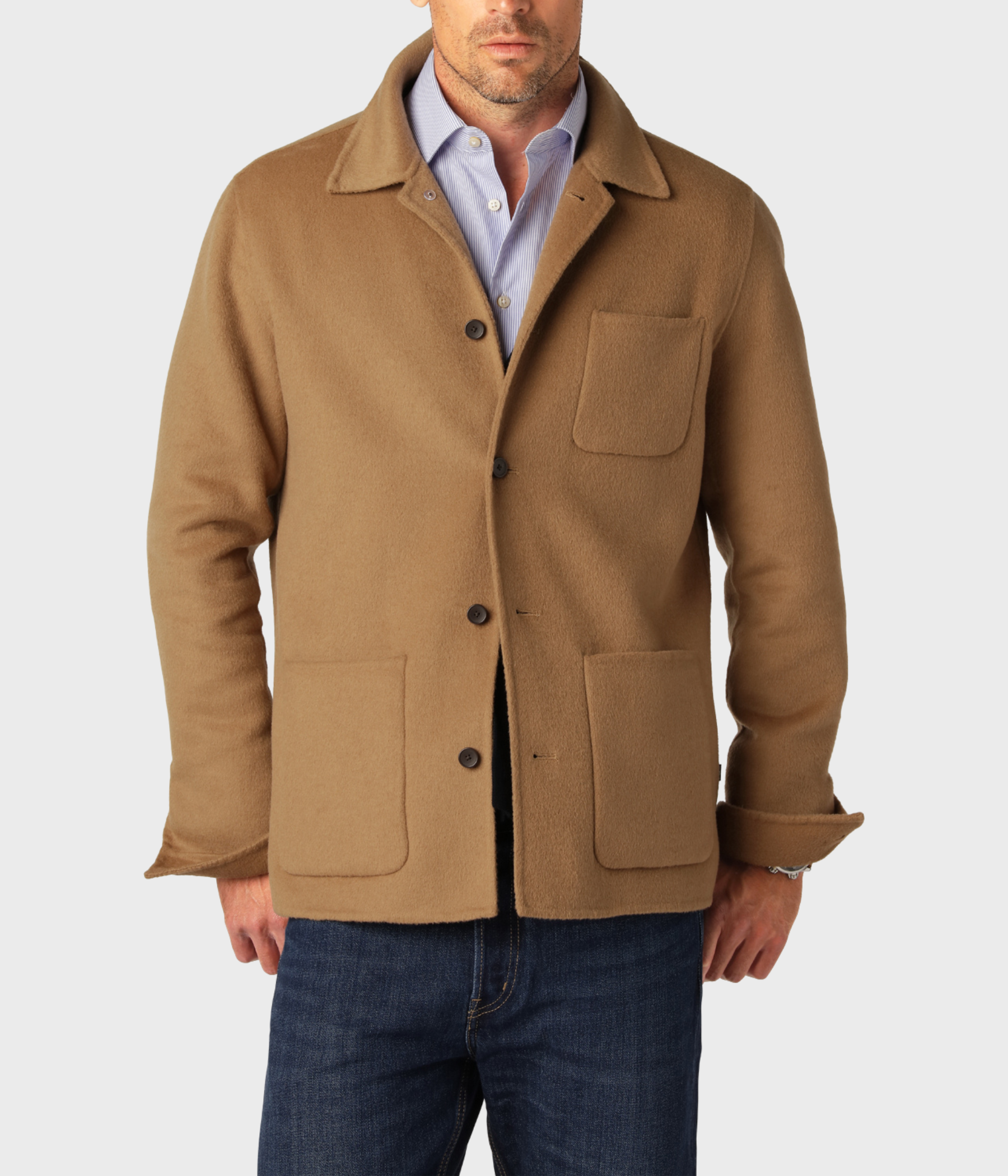 Wool Overshirt. (Camel)