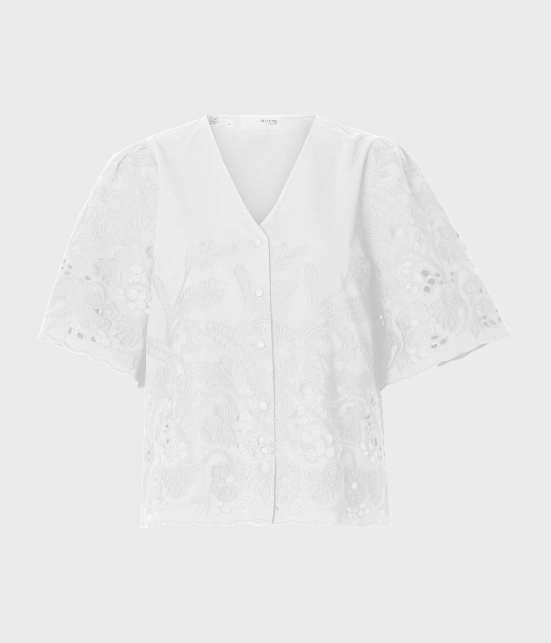 SLFDAHLIA SS BRODERI SHIRT NOOS. (Bright White)