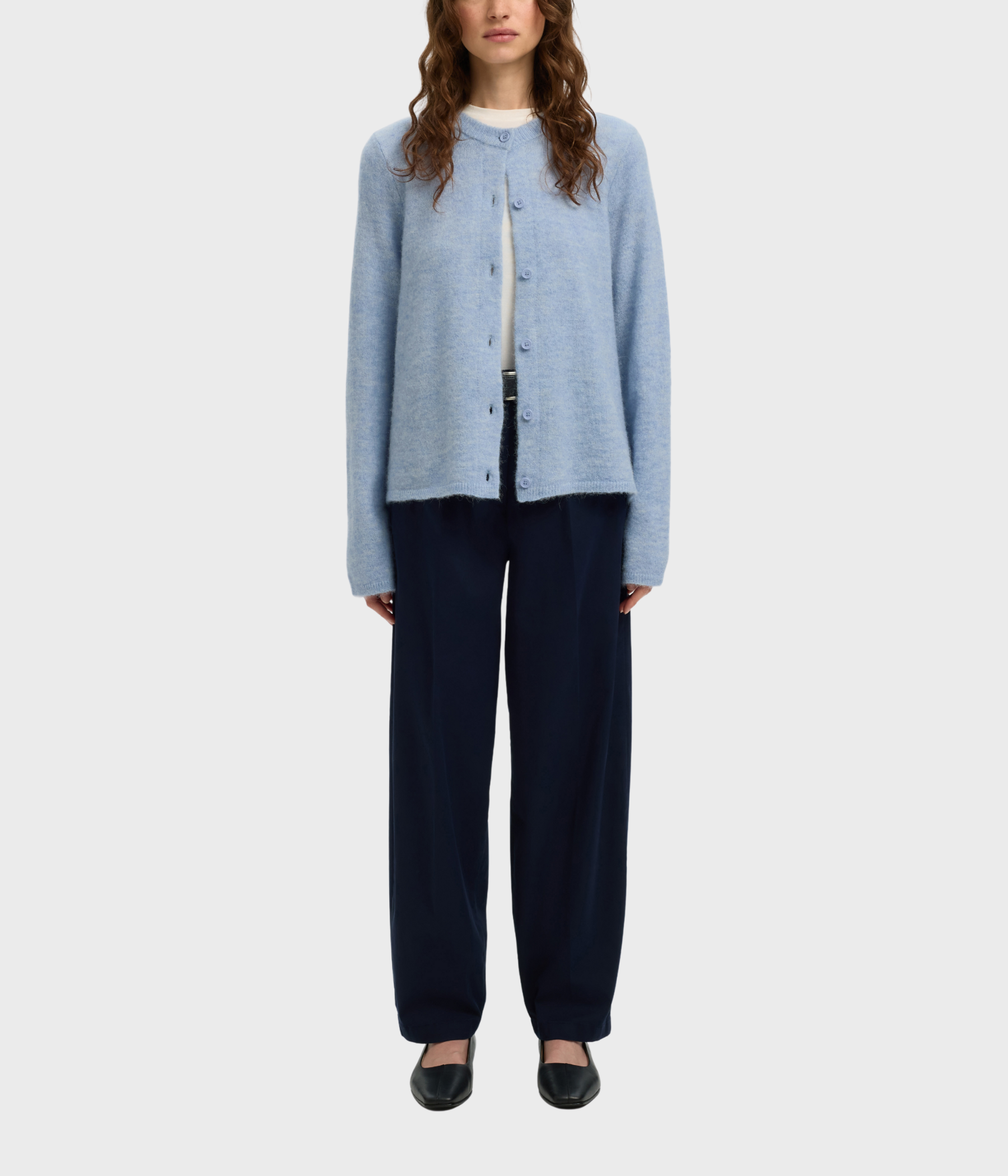 SLFLULU NEW LS KNIT CARDIGAN NOOS. (Cashmere Blue Detail:MELANGE)