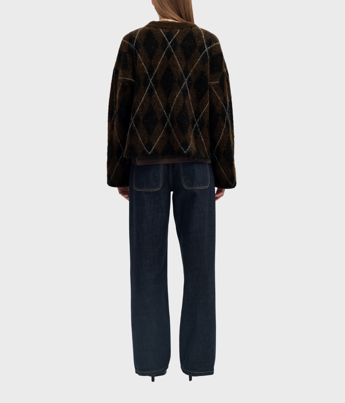 Slwlulu Brushed Argyle Knit O-Neck Noos (Delicioso Detail:Black + Birch)