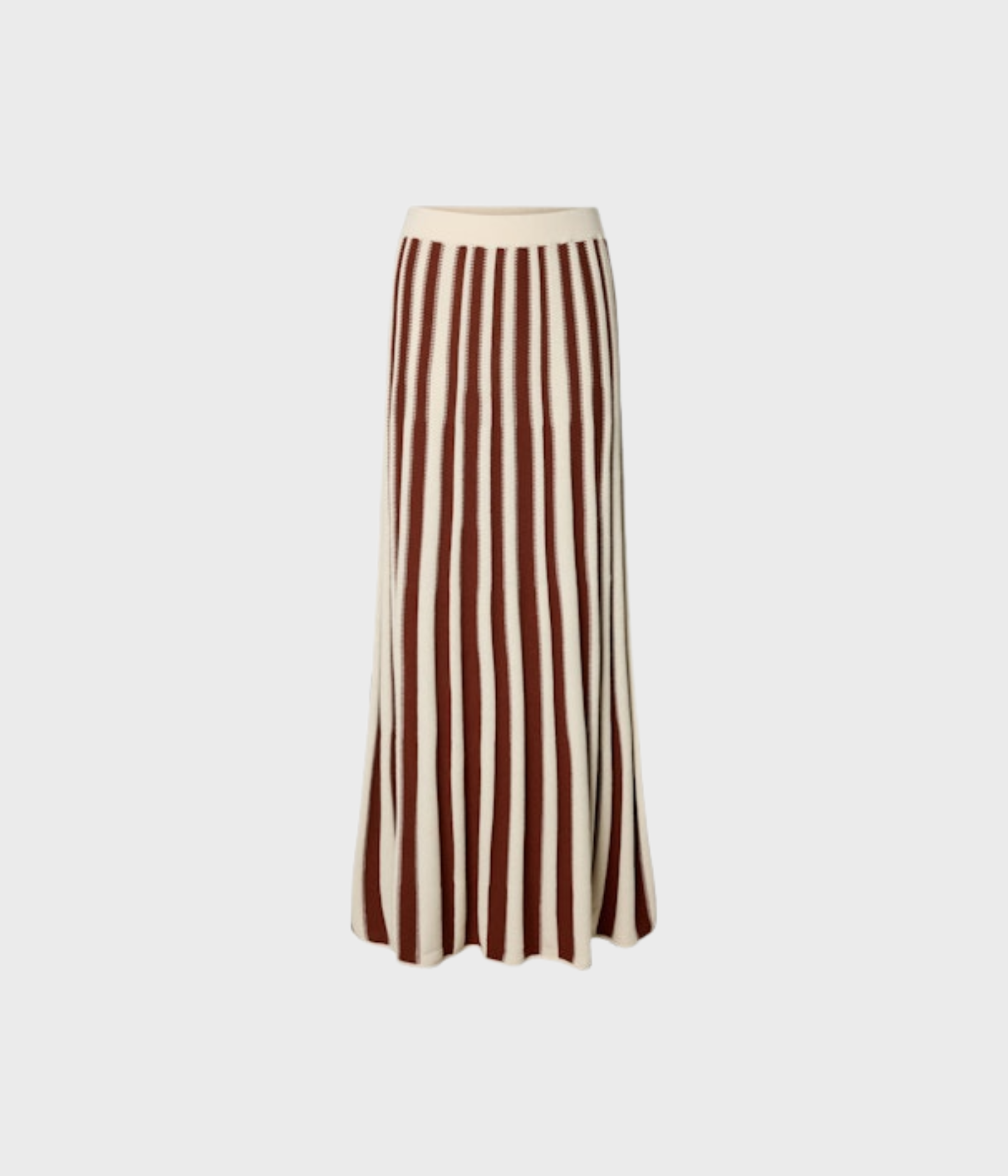 Slflina Hw Knit Long Skirt (Birch Stripes: Cherry Mahogany)