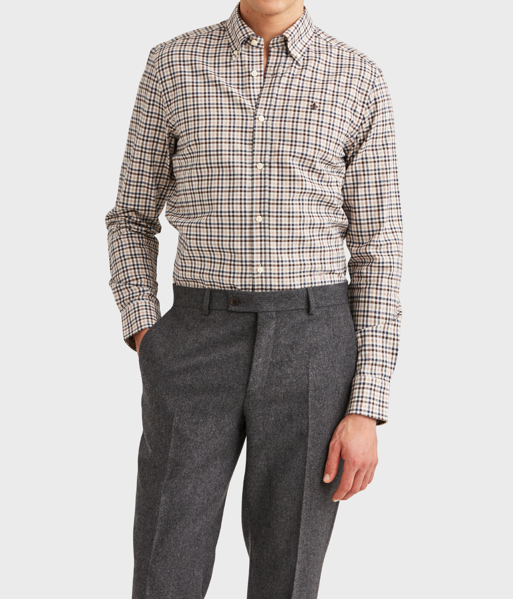 Watts Check Shirt-Slim Fit. (80 Brown)