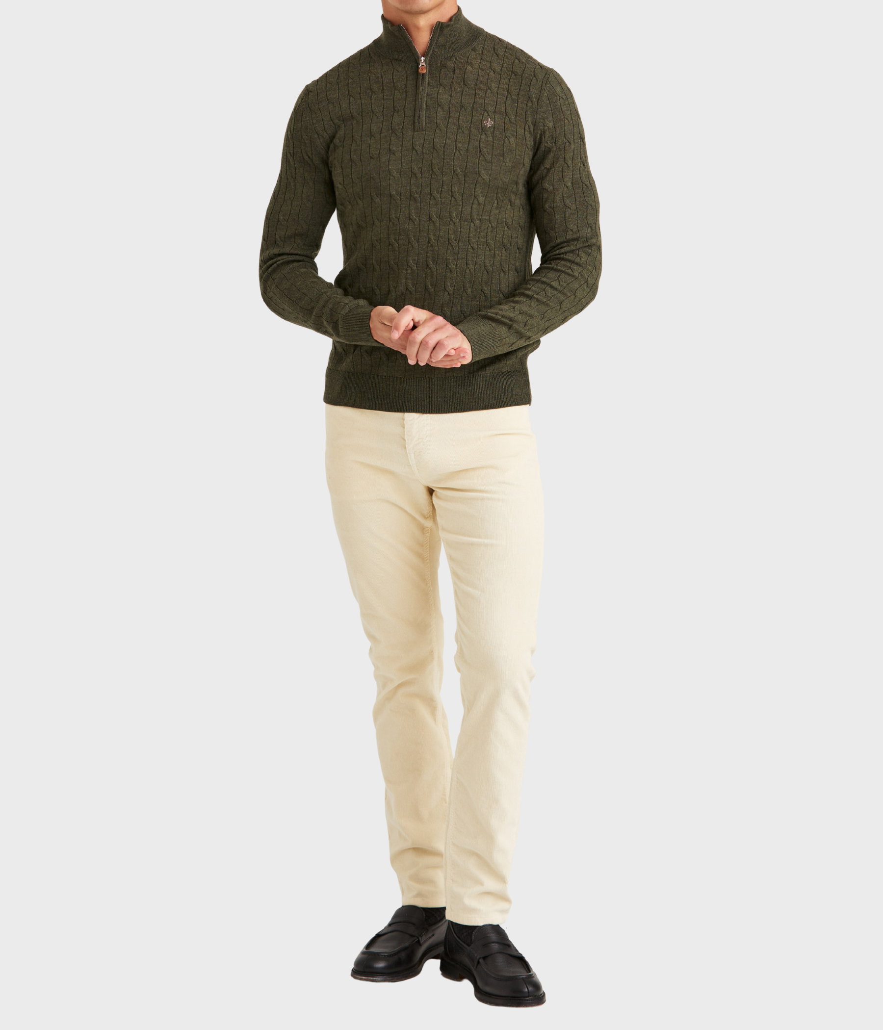 Merino Cable John Zip. (76 Olive)