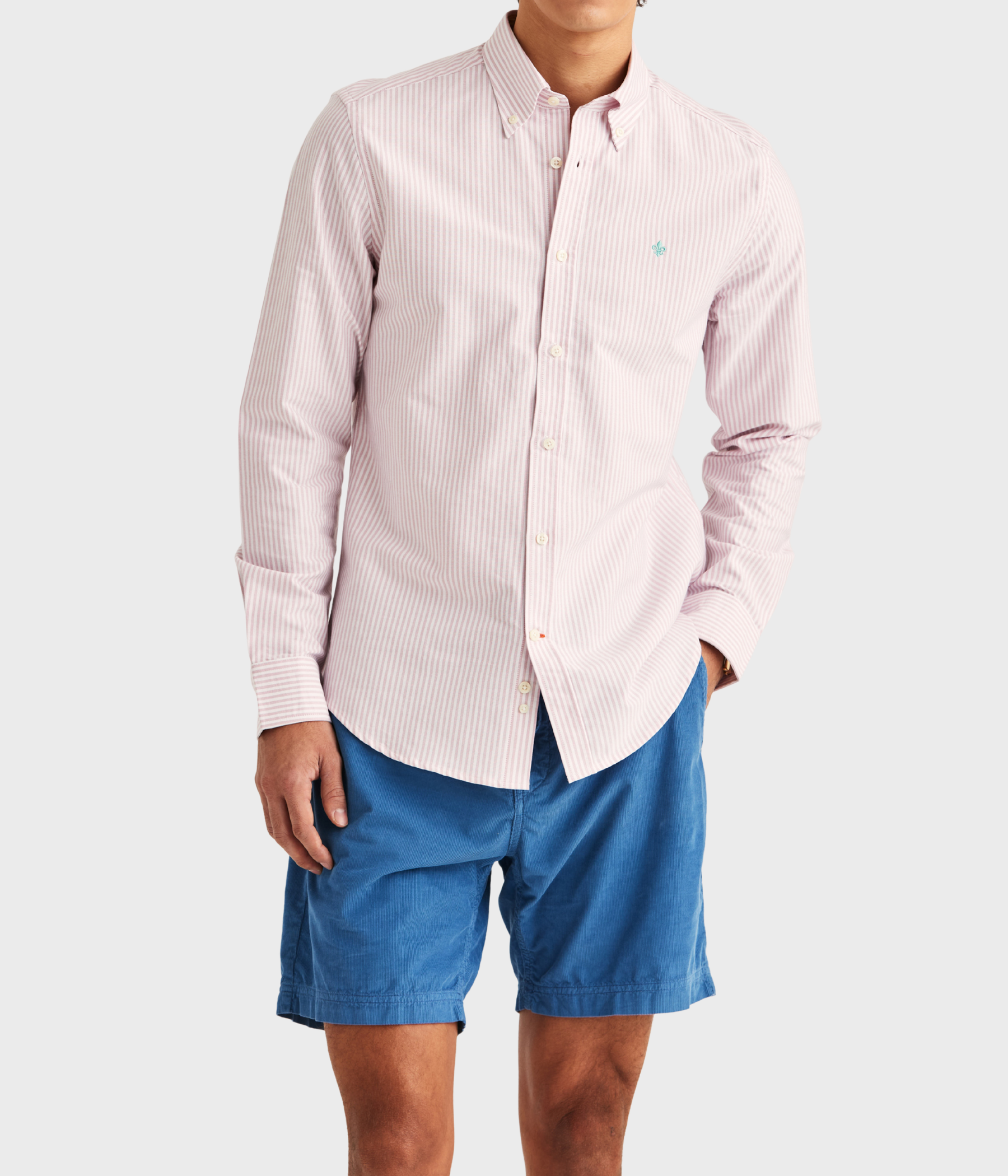 Douglas Oxford Stripe Shirt-Slim Fit (32 pink)