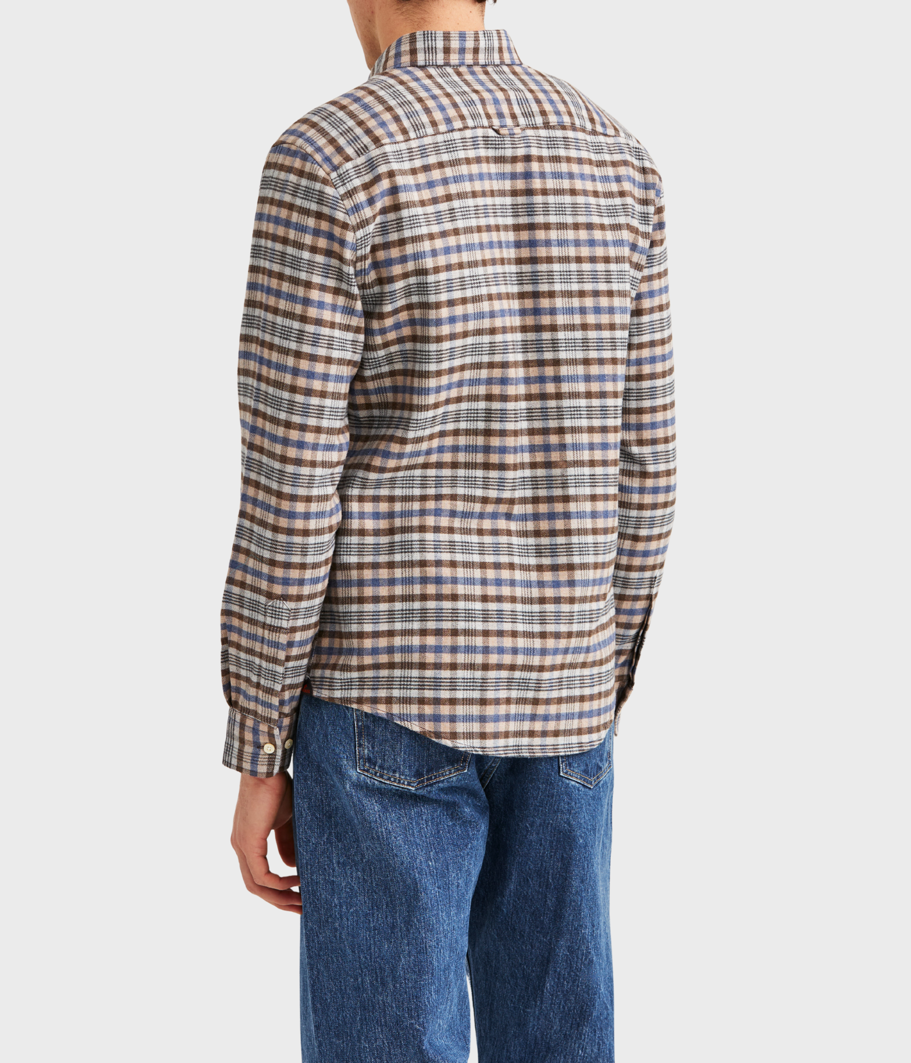 Flannel Check Shirt-Slim Fit. (80 Brown)