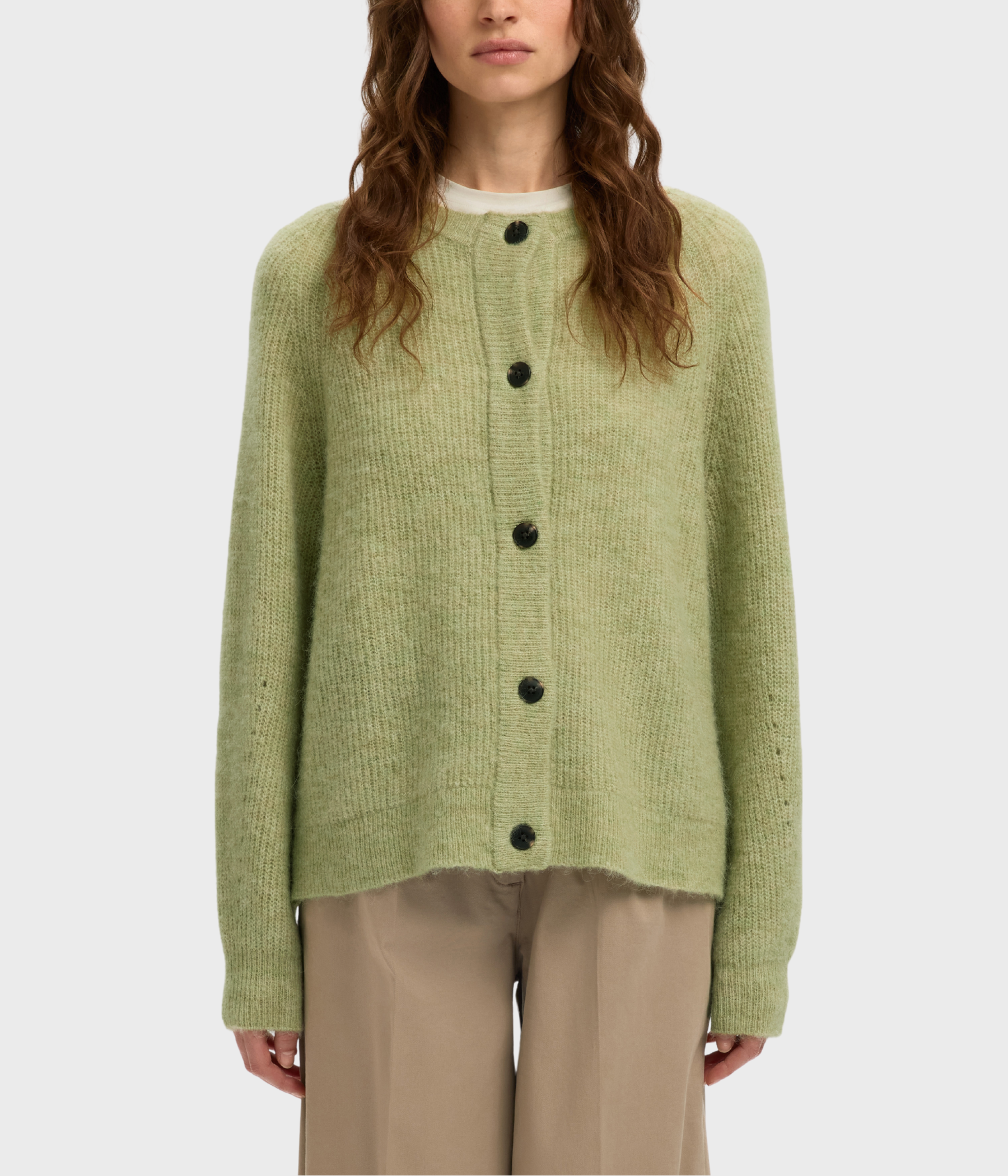 SLFLULU LS KNIT SHORT CARDIGAN NOOS. (Lint Detail:MELANGE)
