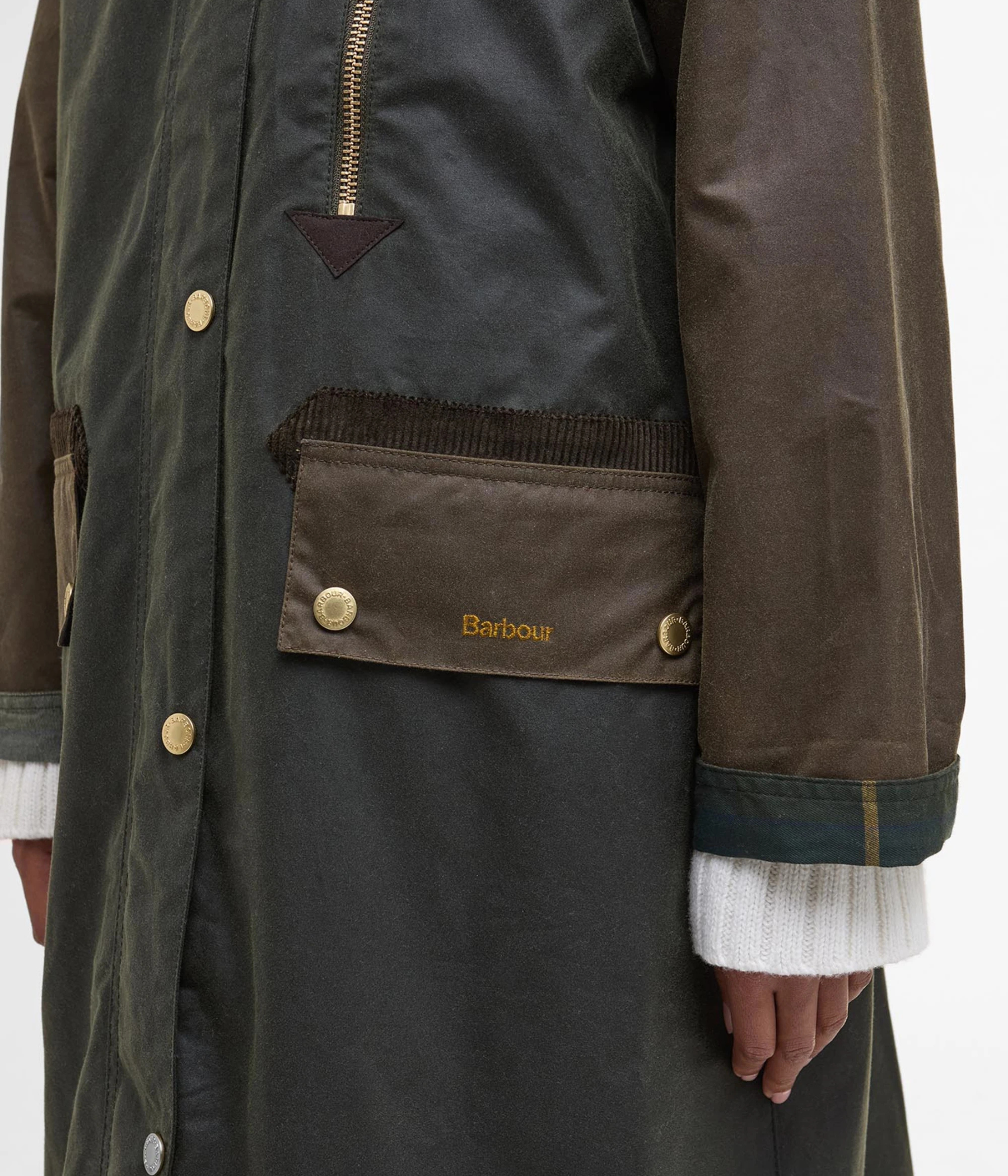 Barbour Evette Wax Jacket (OL52 Fern/Beech/Ancient Tartan)