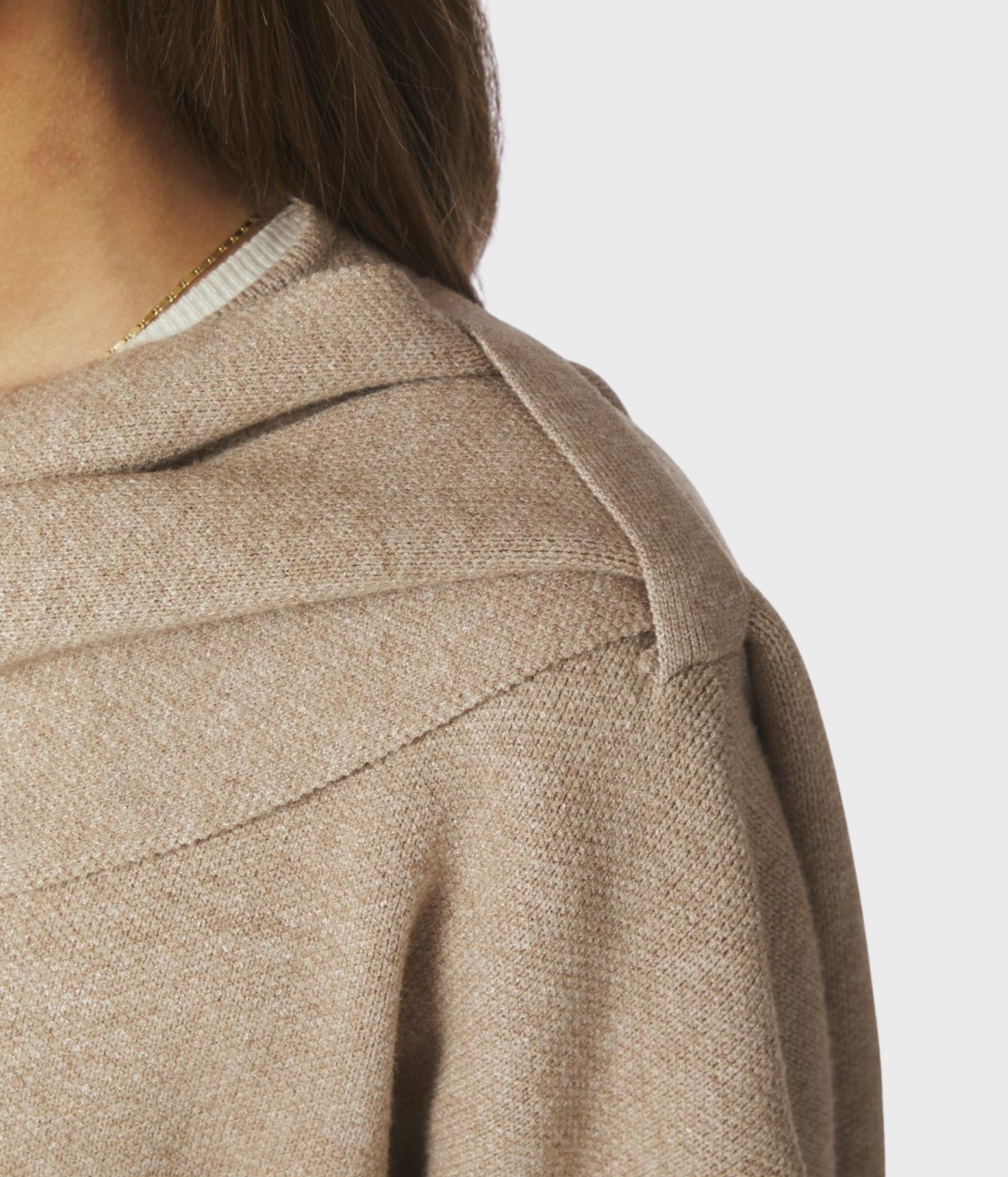 Wals Knit Scarf Blouse (123 Beige)
