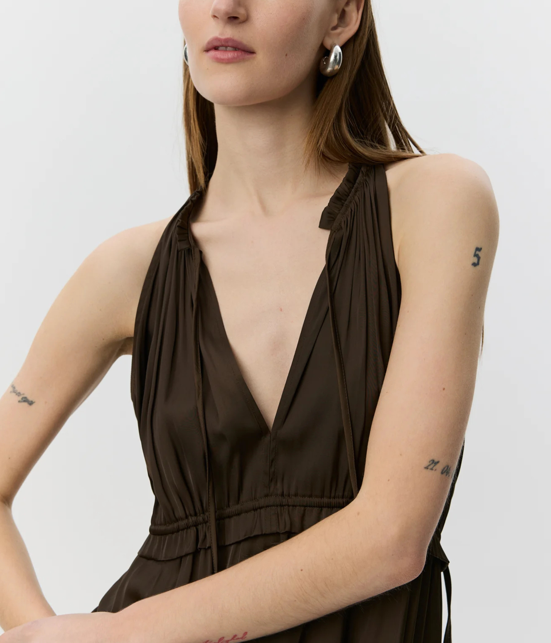 Melsw Halter Neck Maxi Dress (7162 Intense Brown)