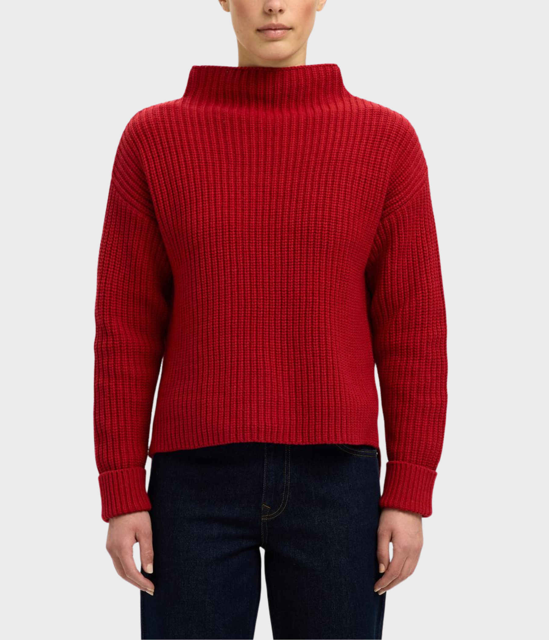 SLFSELMA SUS LS KNIT PULLOVER NOOS (Equestrian Red)
