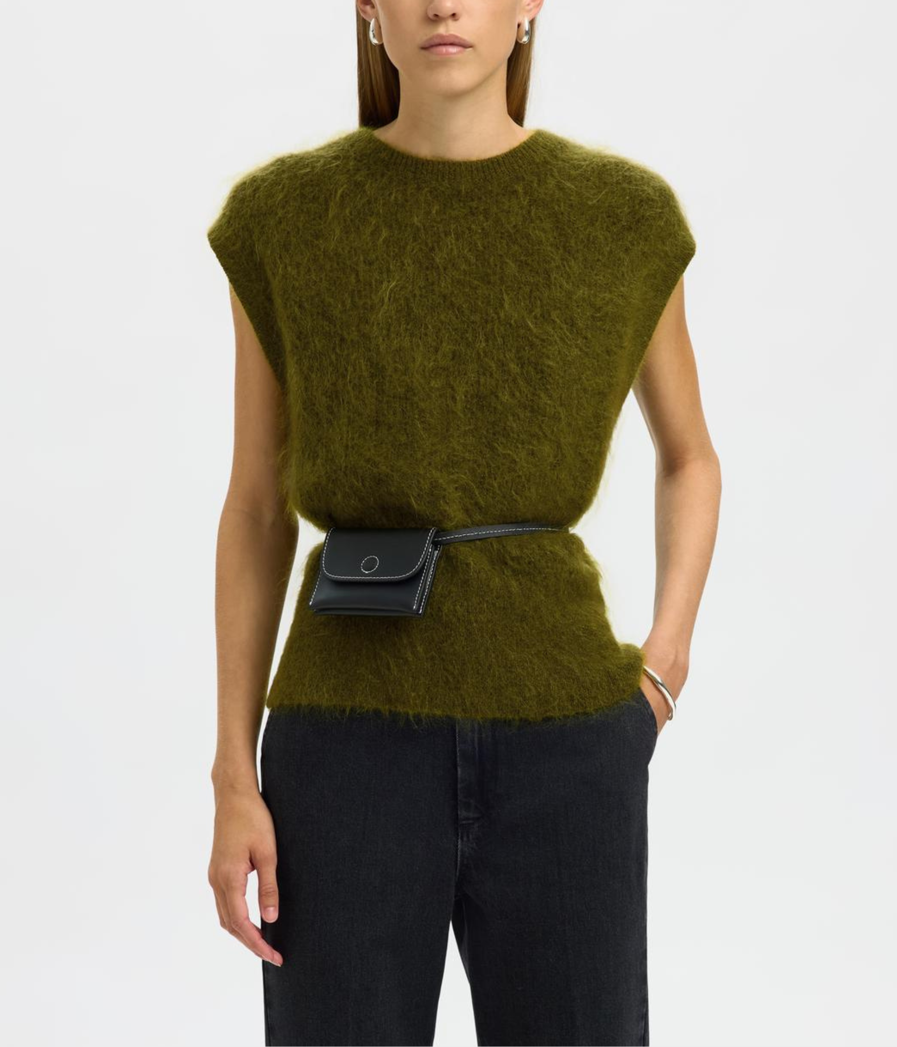 SLFMIRA SL MOHAIR KNIT VEST. (Avocado)
