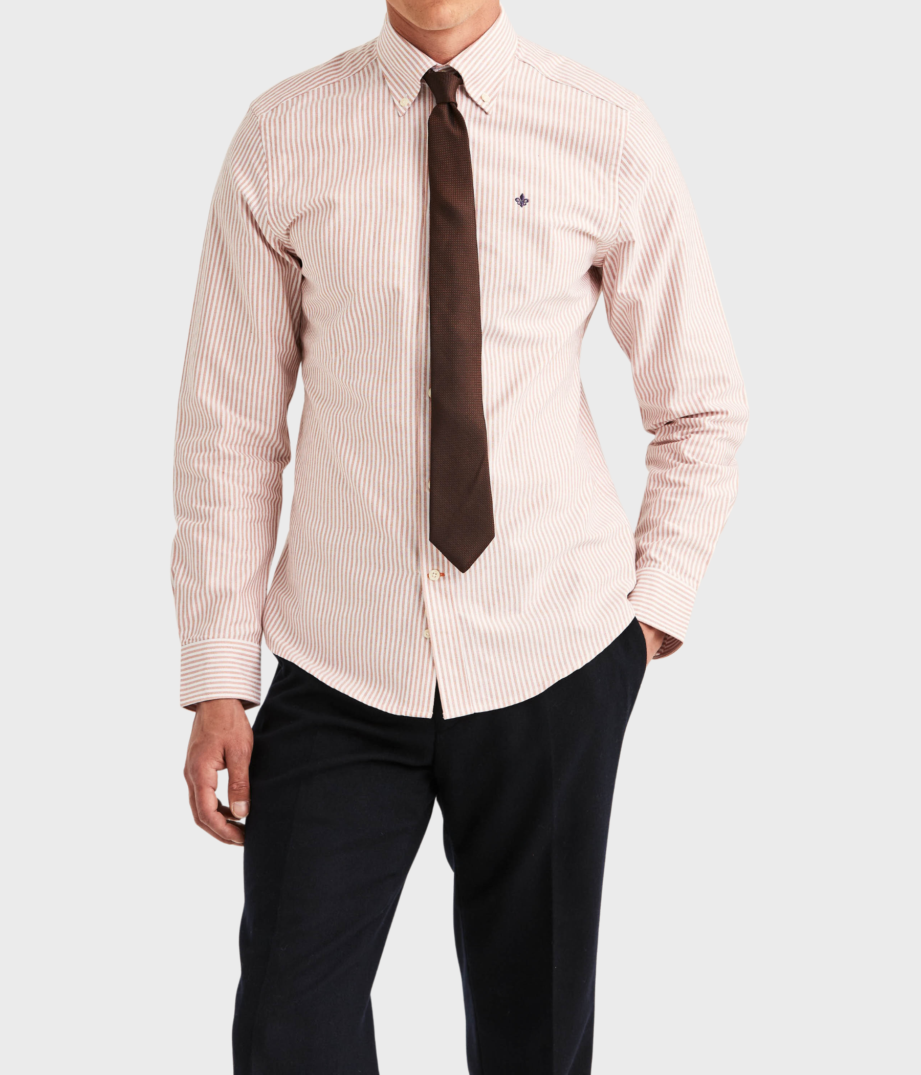 Douglas Oxford Stripe Shirt-Slim Fit (23 ORANGE)