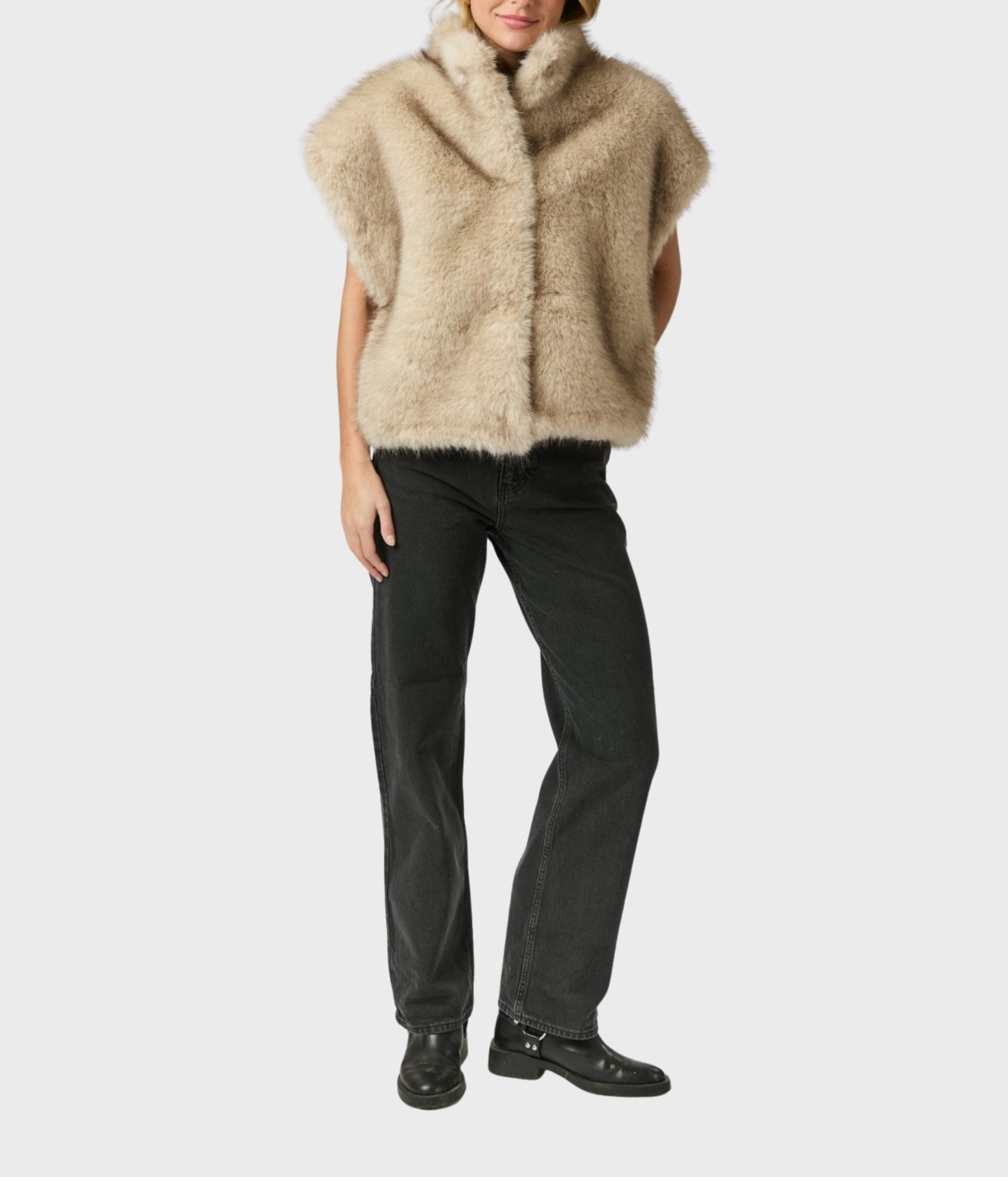 Kevini Faux Fur Vest (123 Beige)