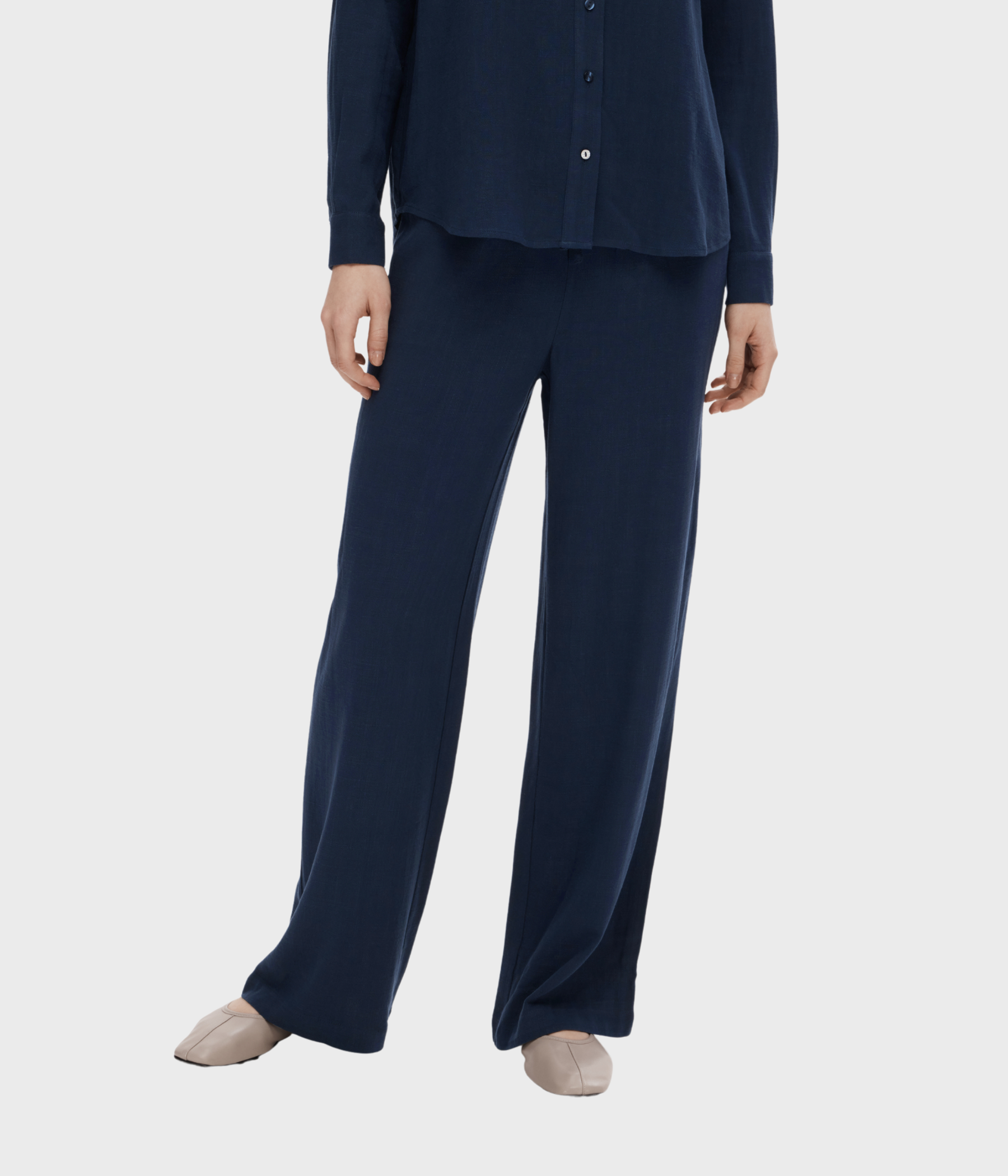 SLFVIVA-GULIA HW LONG LINEN PANT NOOS. (Dark Sapphire) - D.O. Design Only