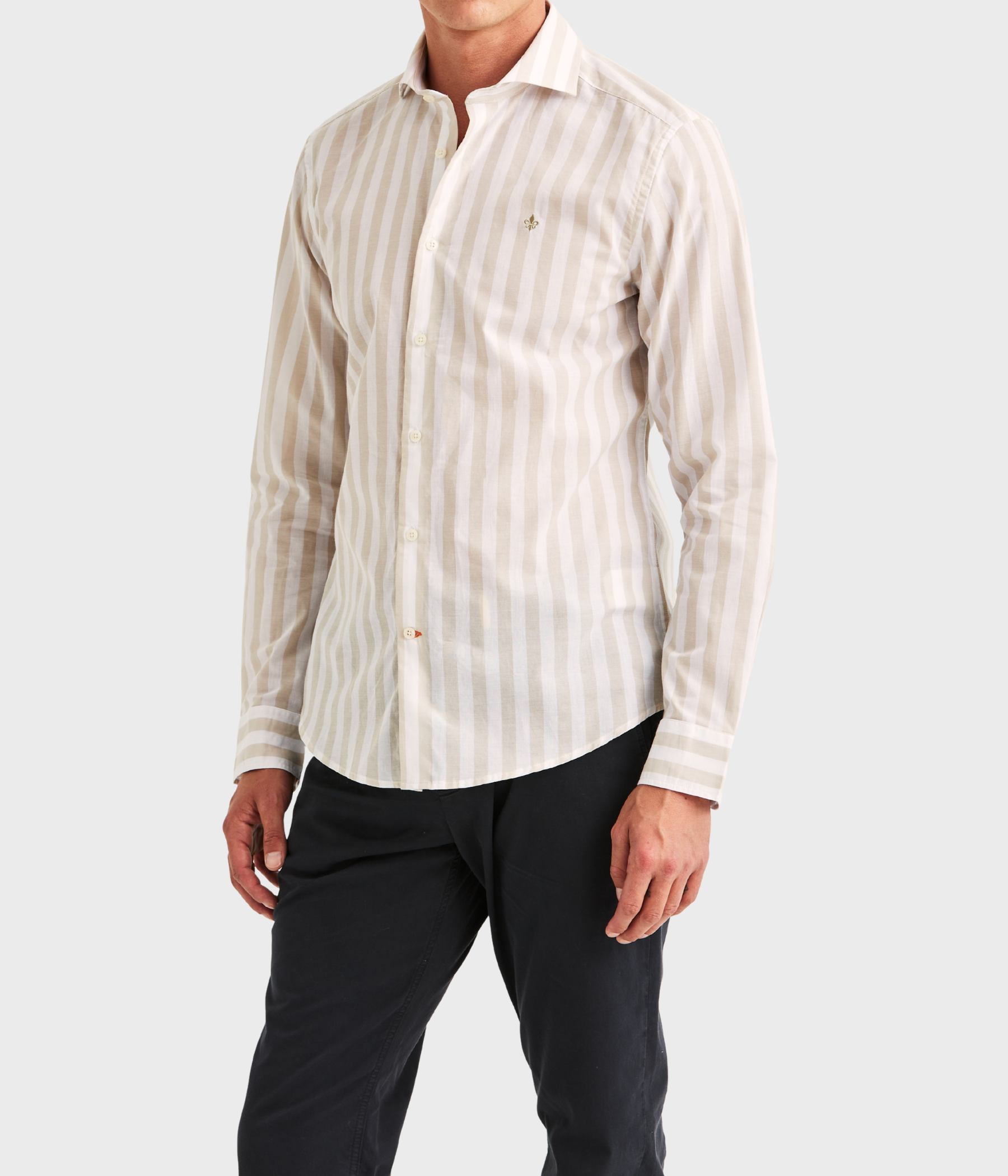 Summer Light Weight Stripe Shirt-Slim Fit (05 Khaki)