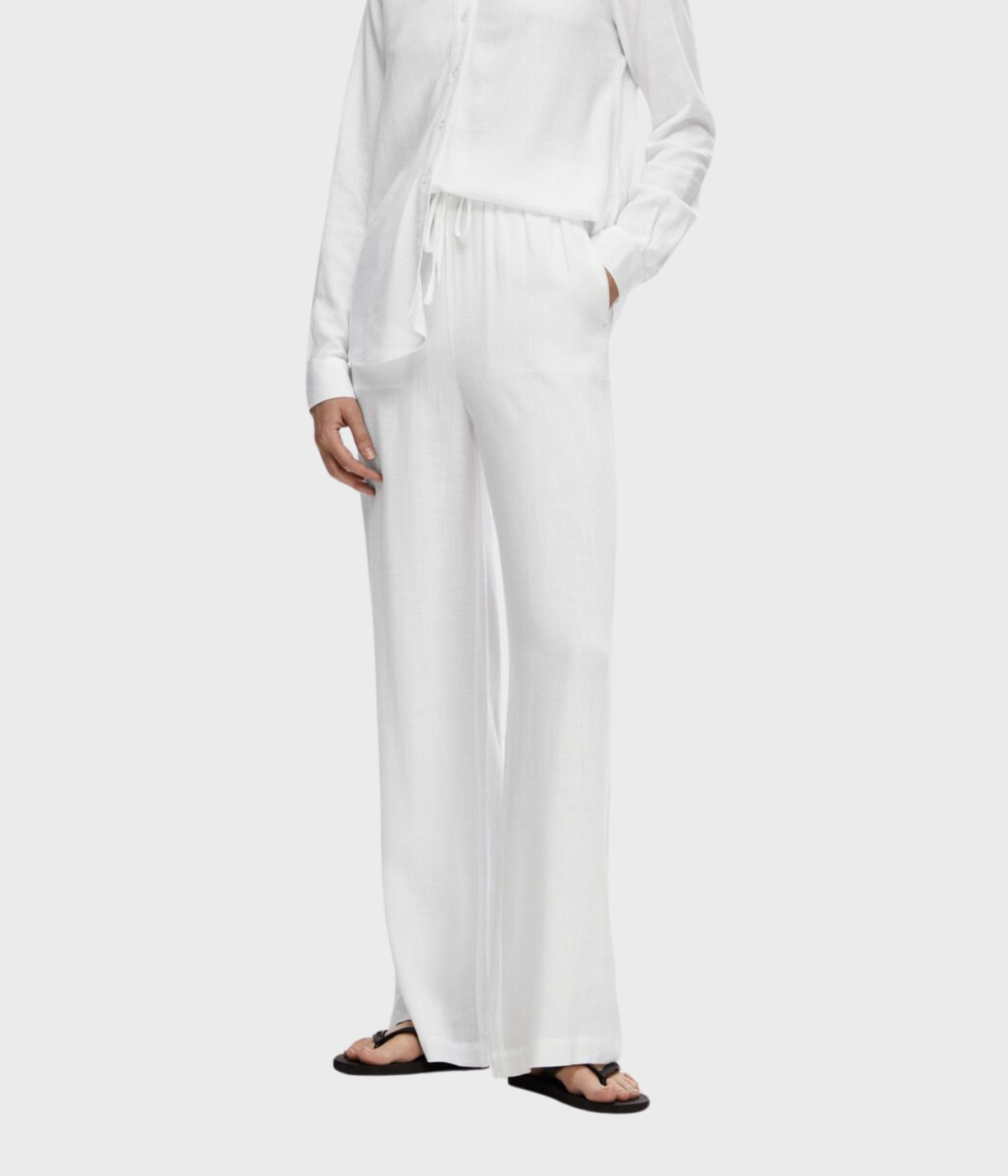 SLFVIVA-GULIA HW LONG LINEN PANT NOOS (Snow White)