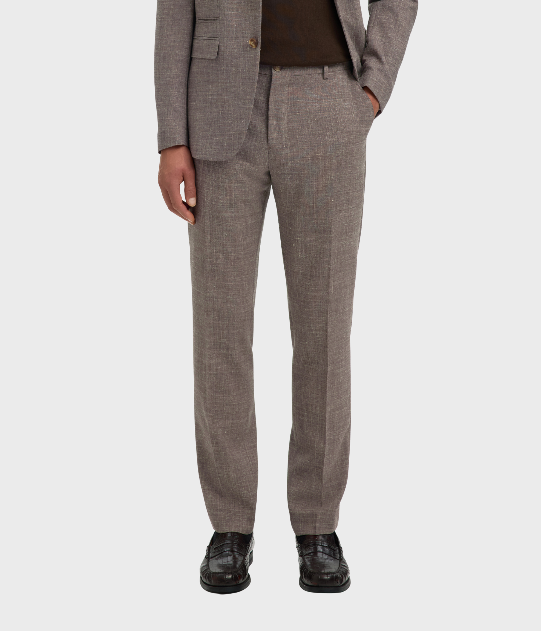 SLHSLIM-OASIS LINEN TRS NOOS. (Dark Sand Melange)