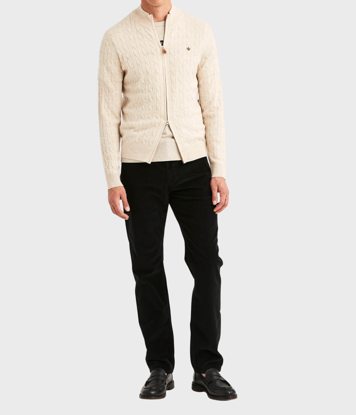 Merino Cable Zip Cardigan (04 Off white)