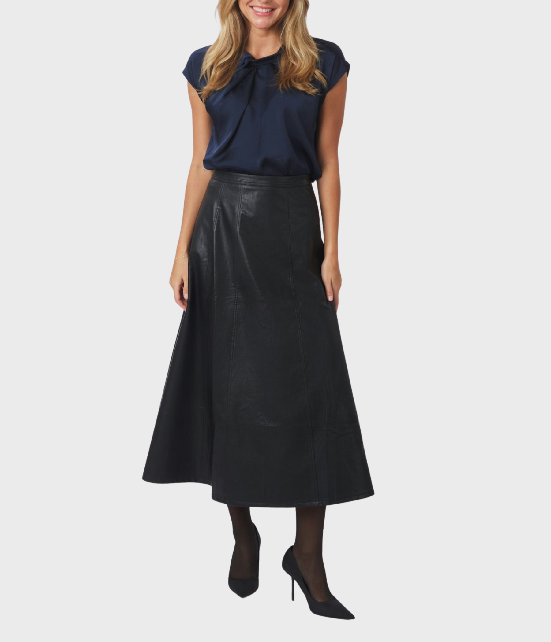 Raya Faux Leather Skirt (Black)