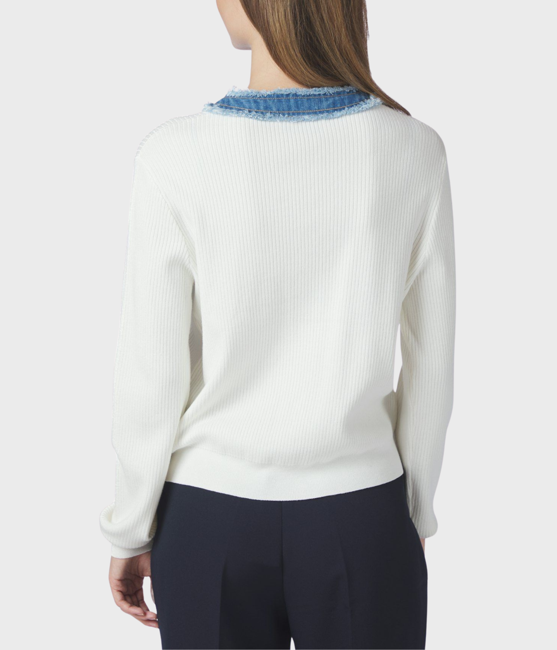 Zelma Knit Denim Cardigan (Off White)