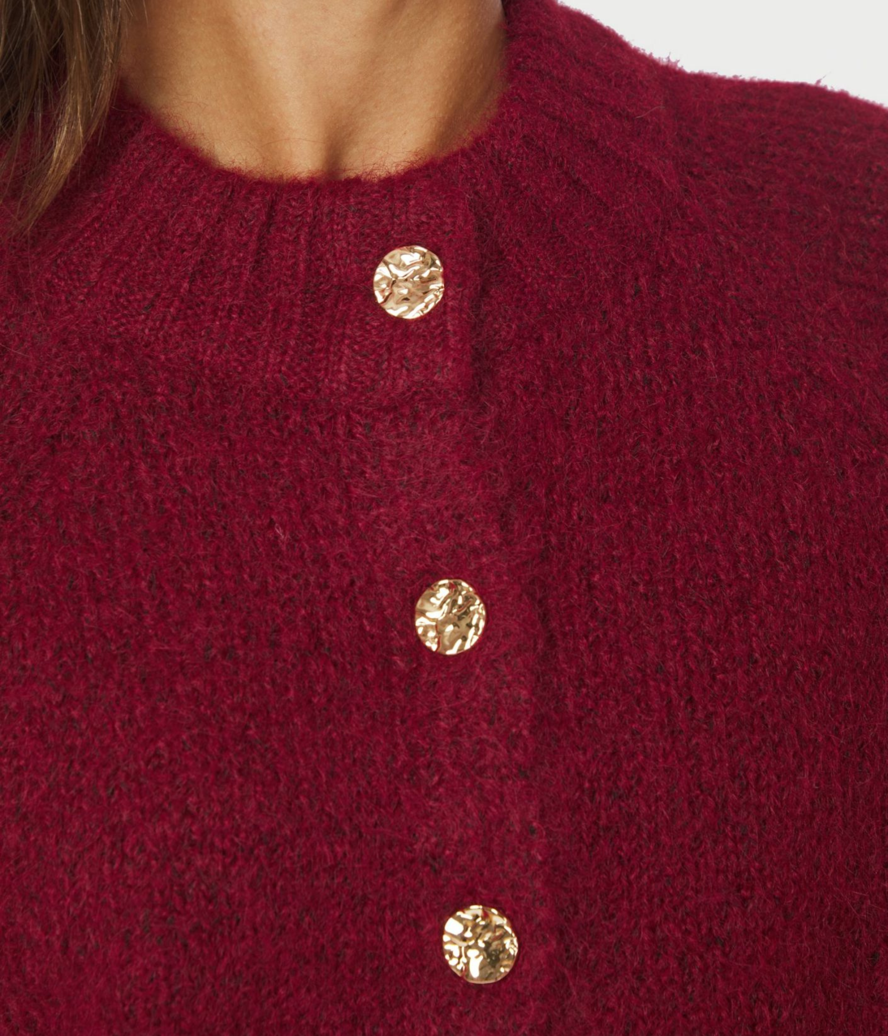 Benuta Fluffy Knit Cardigan. (321 Dark Red)