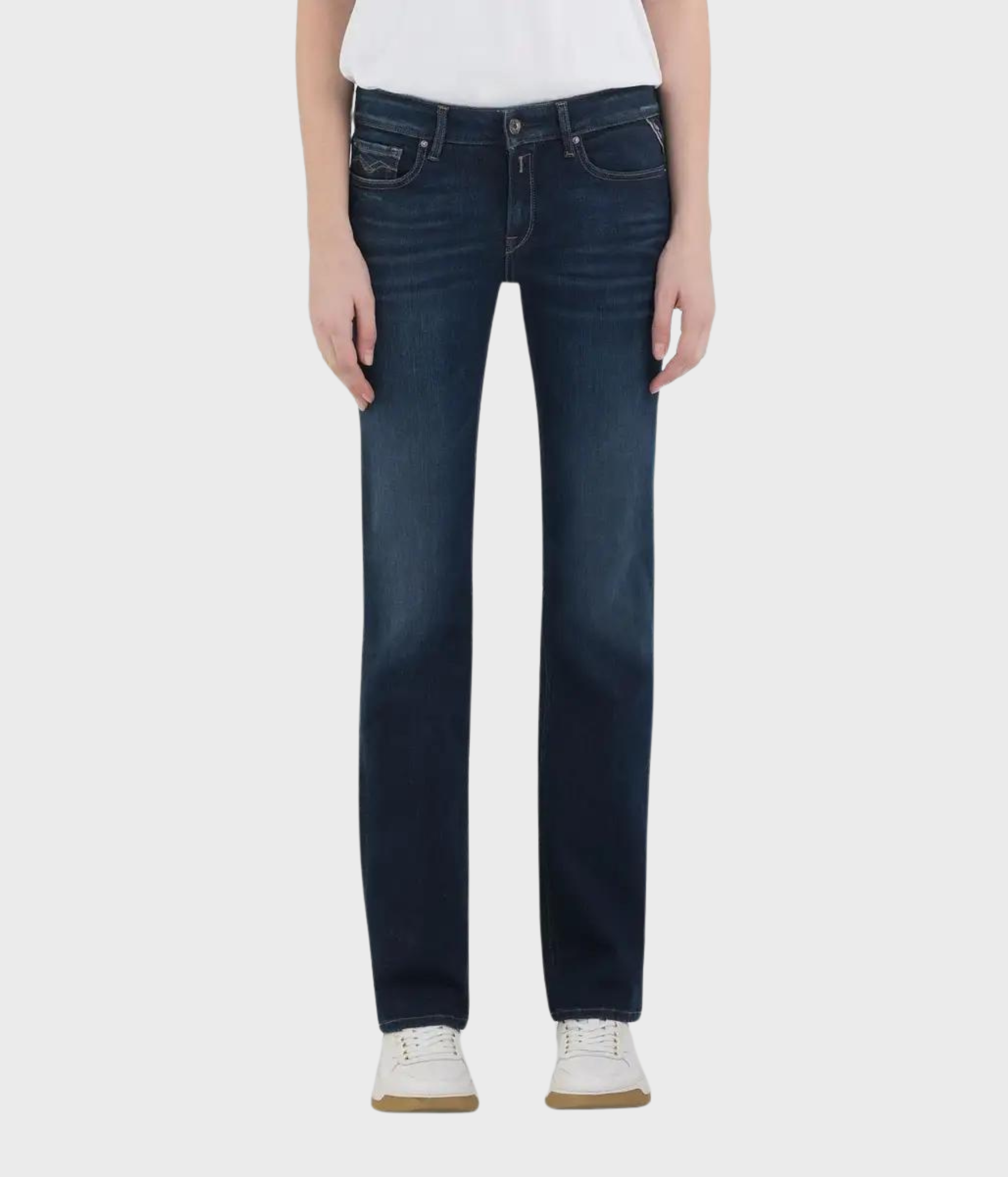 Mörkblå bootcut jeans med låg midja från Replay