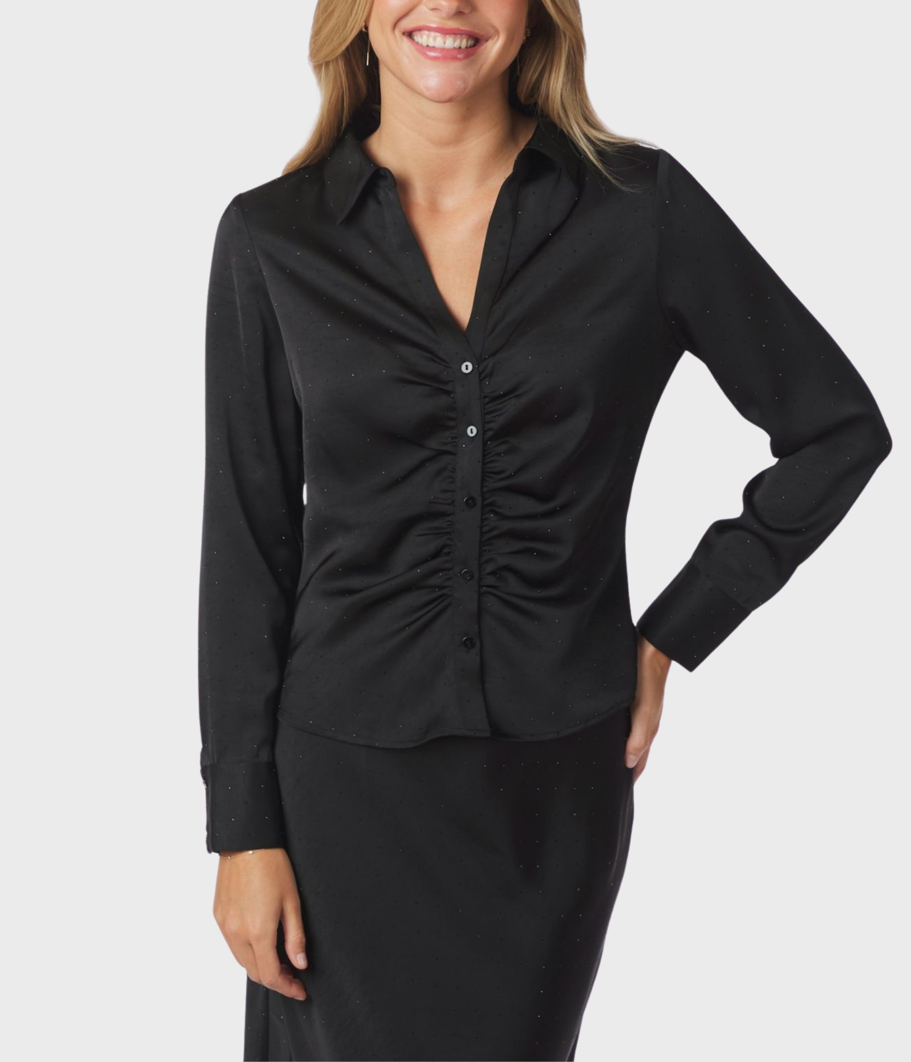 Christy Heavy Sateen Bedaz Shirt (Black)