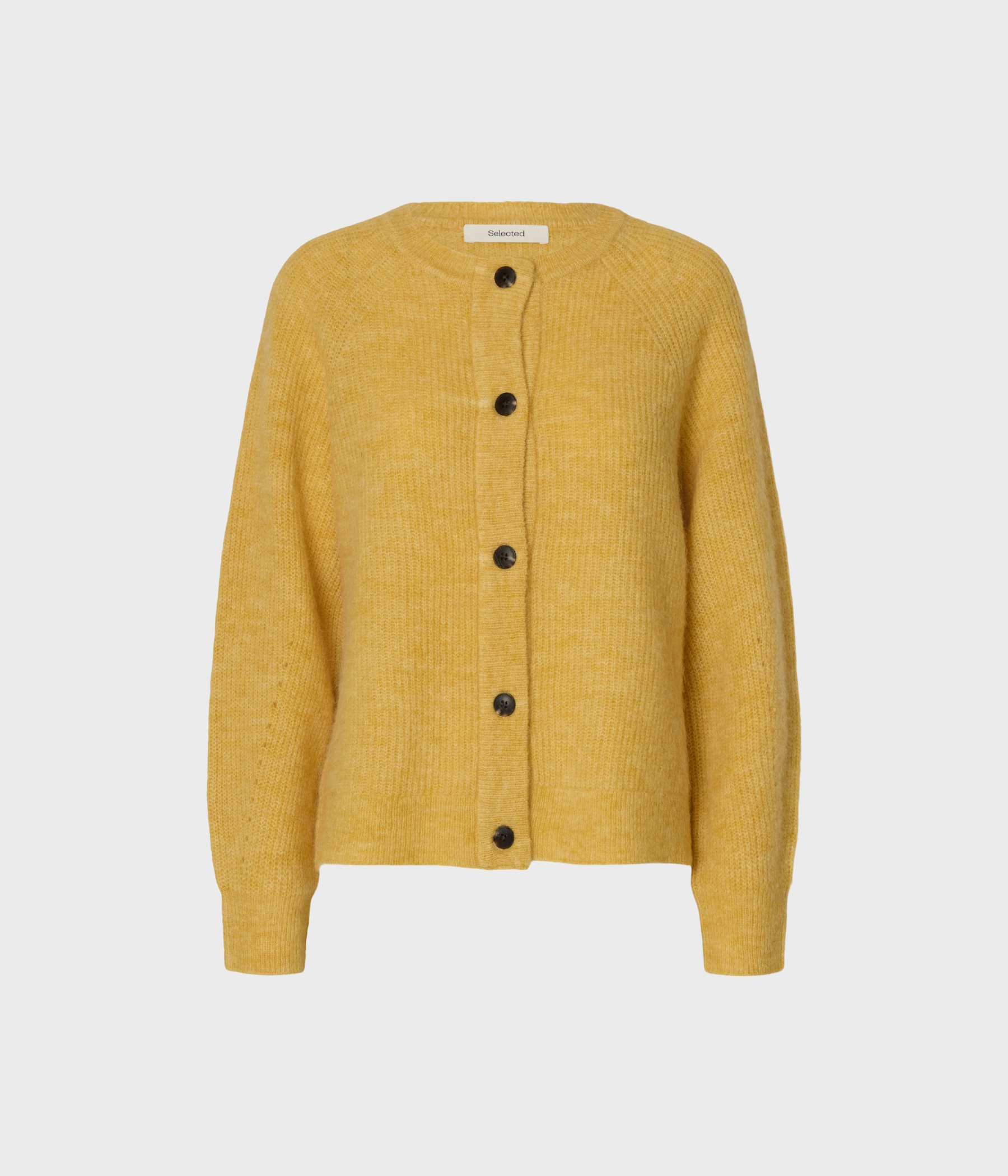 SLFLULU LS KNIT SHORT CARDIGAN NOOS. (Ochre Detail:MELANGE)