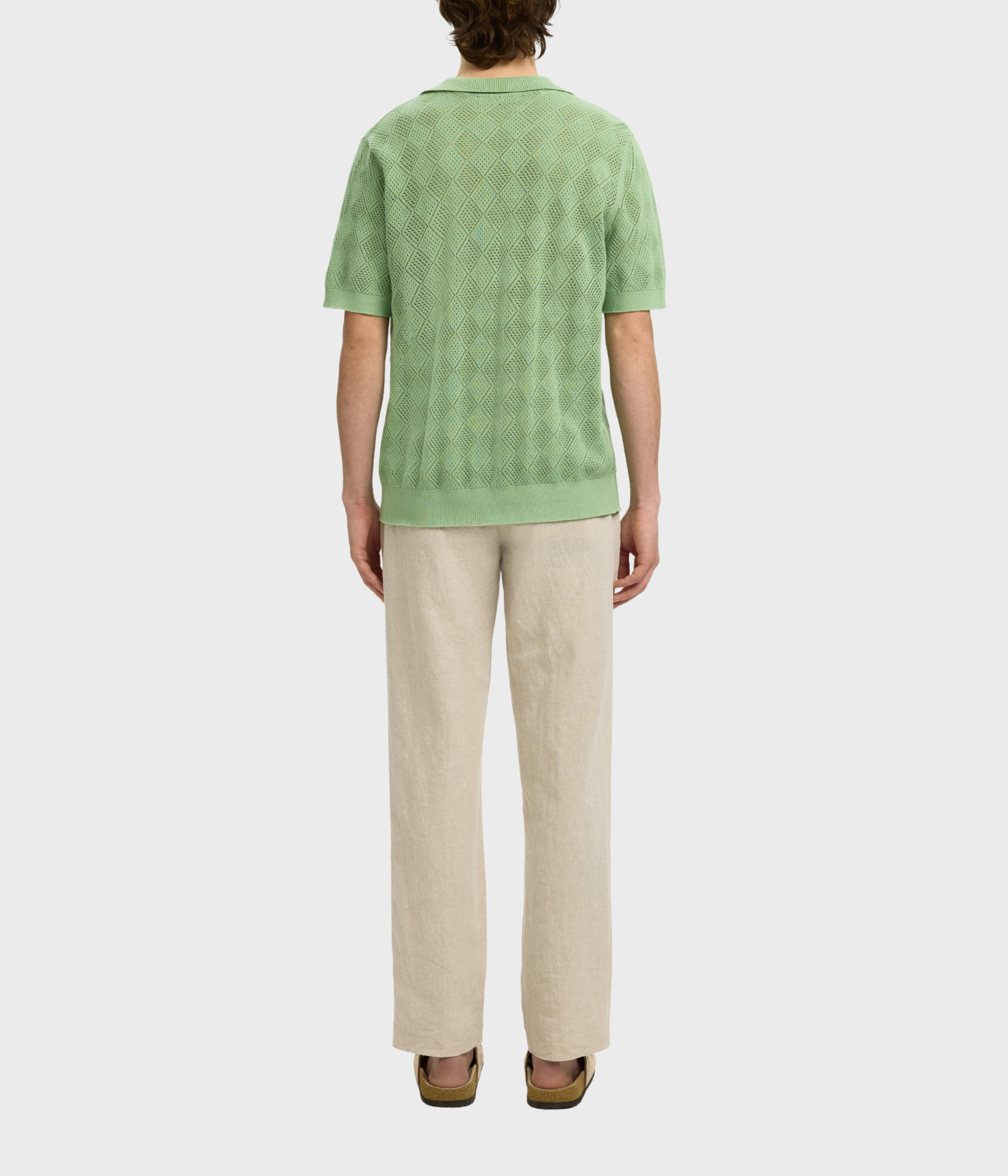 Slharco Ss Knit Structure Open Polo (Aspen Green)