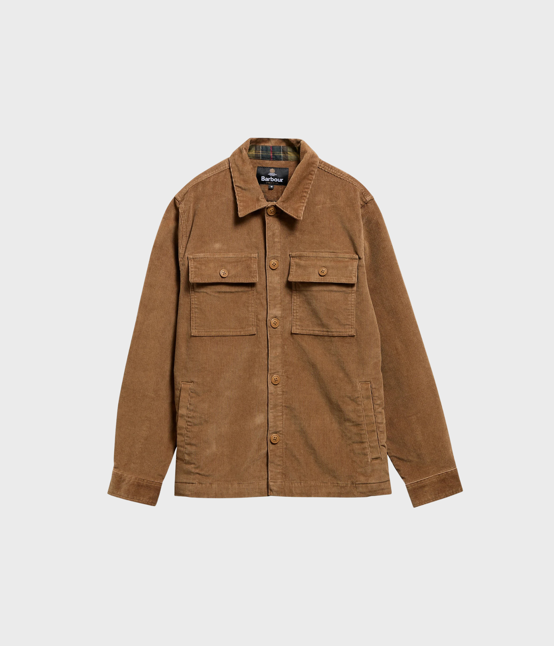 Barbour Tartan Trimmed Cord Overshirt (SN31 Sandstone)