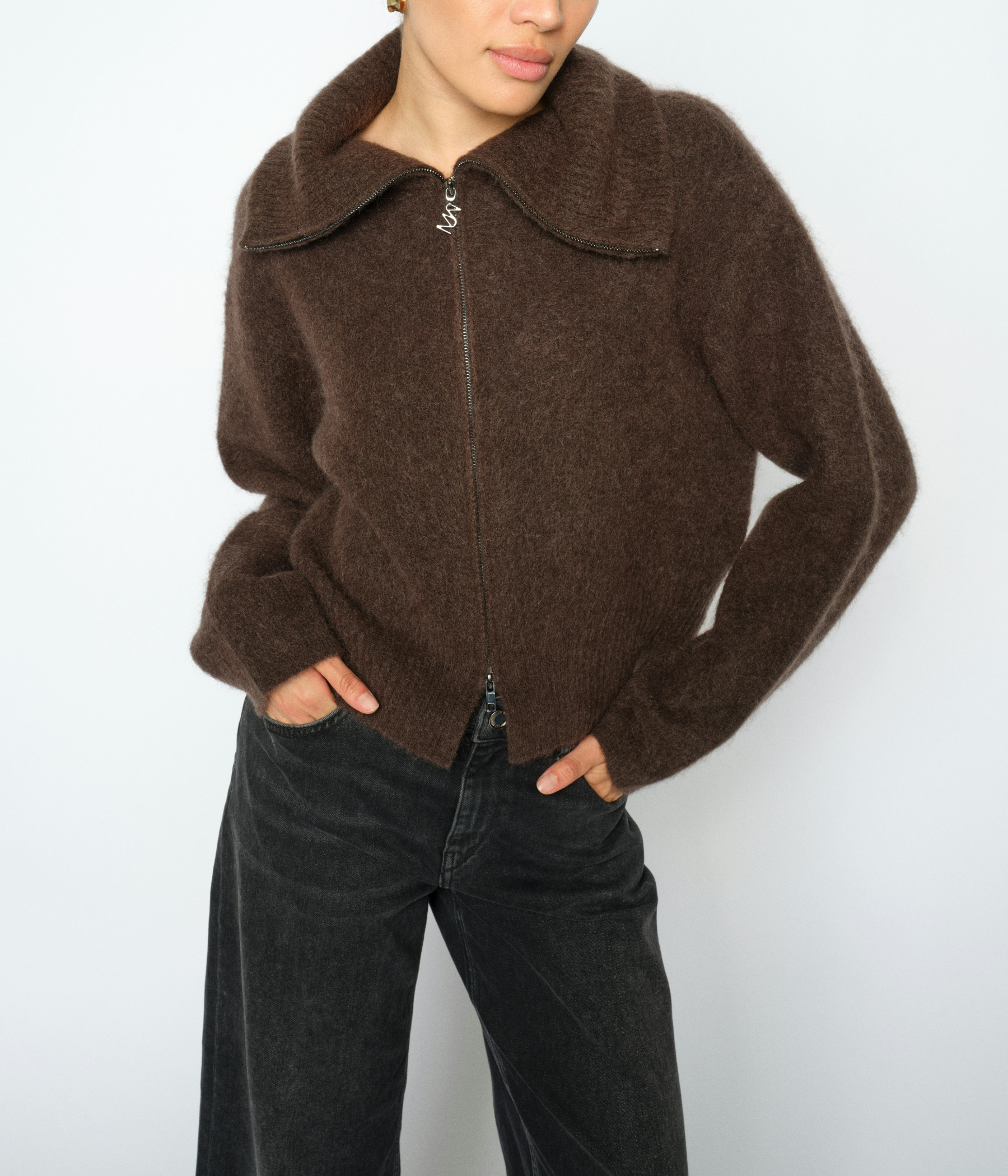 Mmhulda Knit Zip Cardigan (160 Delicioso)