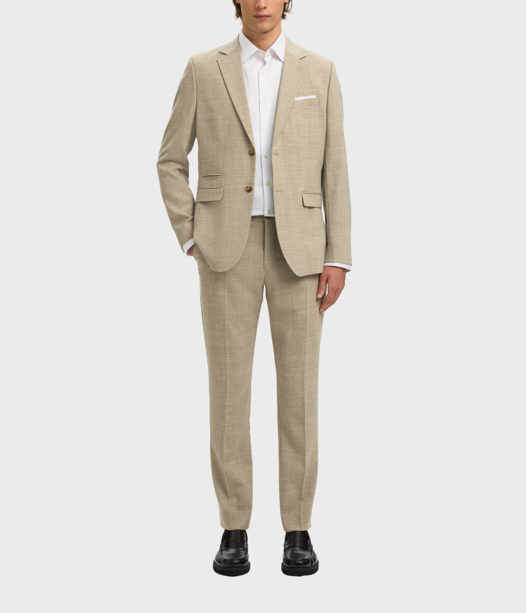 SLHSLIM-OASIS LINEN TRS NOOS. (sand) - D.O. Design Only